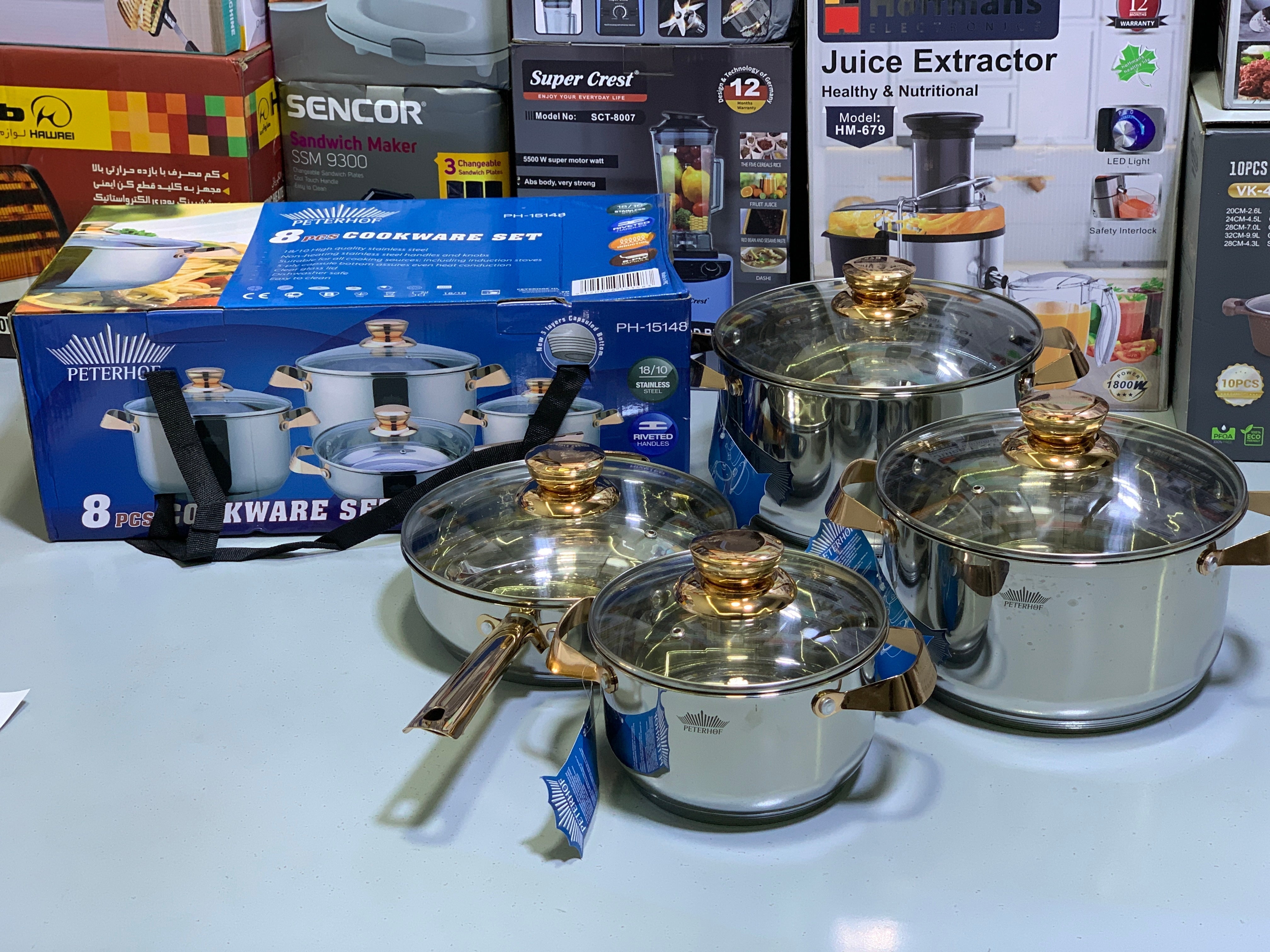 Peterhof 8 Pieces Cookware Set, 18/10 High Quality Stainless Steel