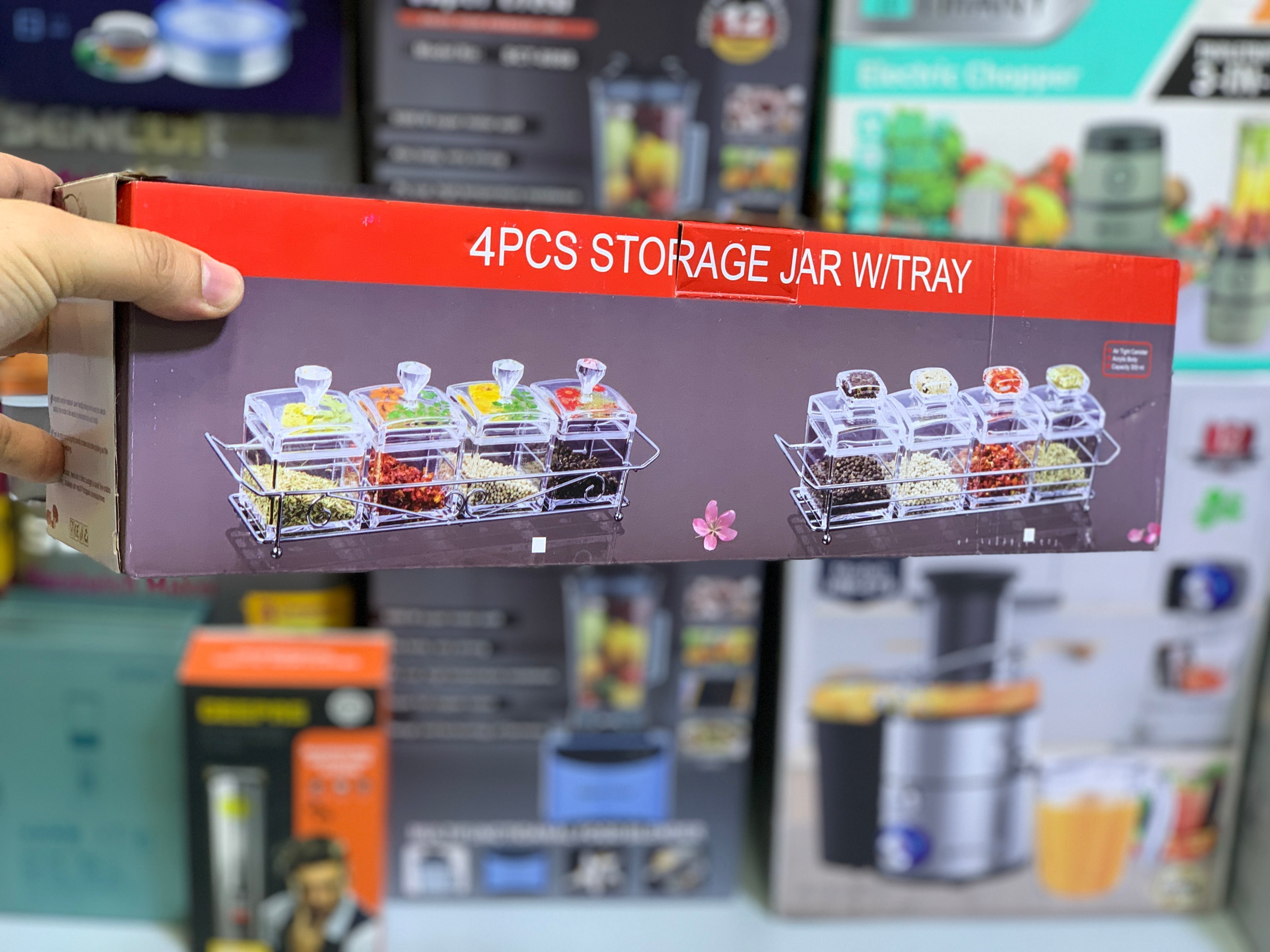 4 Pieces Kitchen Storage Organizer , Spice seasoning 🧂 Tanks , Airtight Kitchen Containers