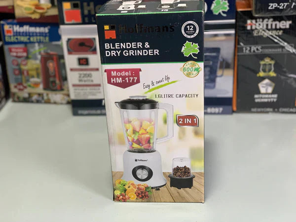 Hoffmans Electronics 2 in 1 Blender and Grinder 1.6 Unbreakable Jug Stainless Steel Blades