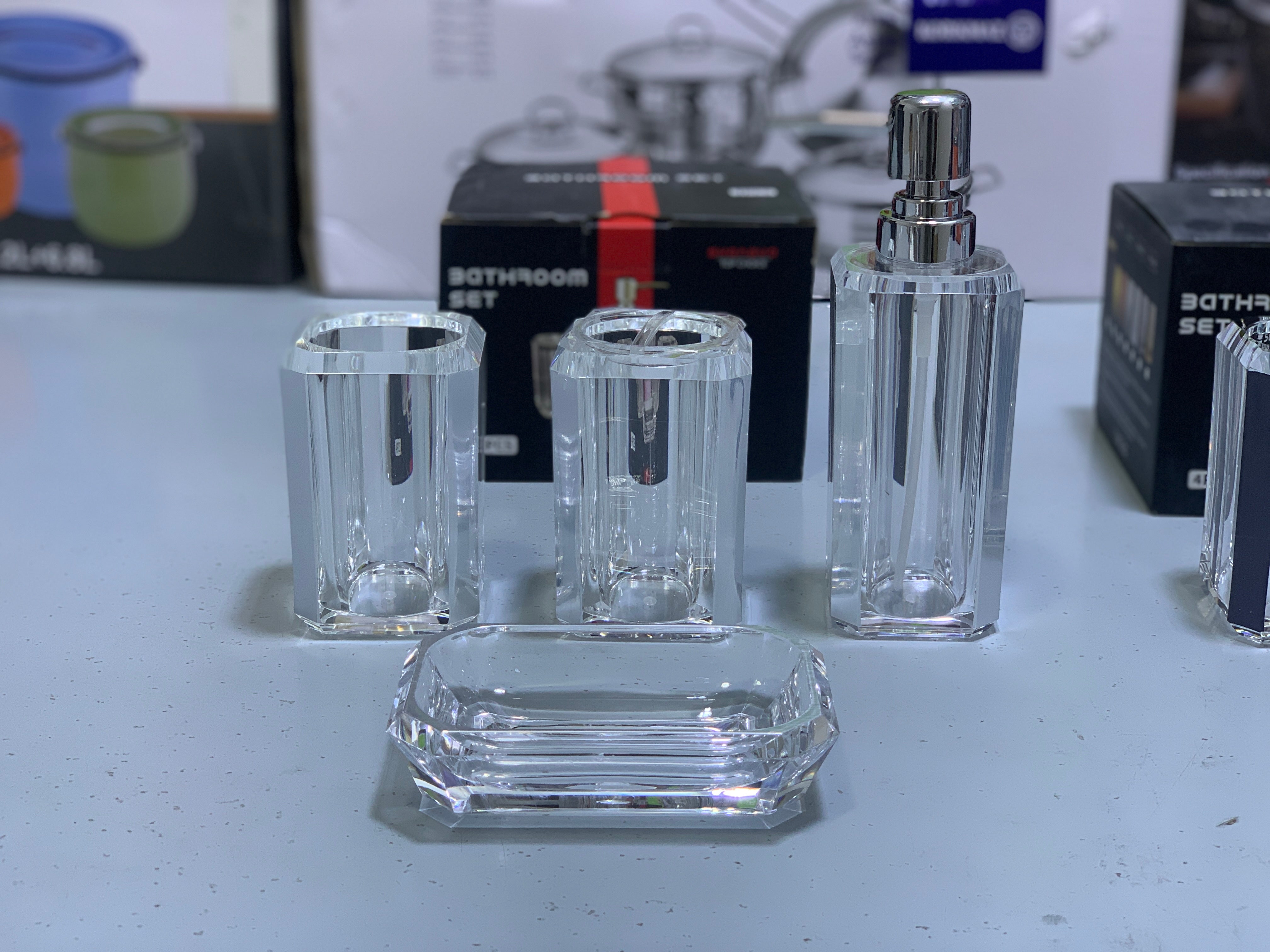 Acrylic Bathroom Set for Bathroom organization 4 Pieces