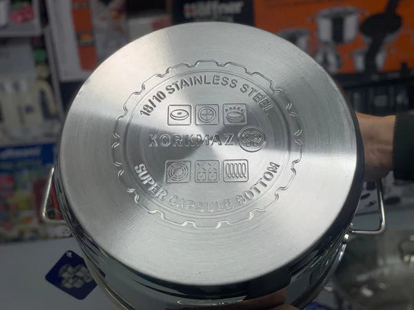 Korkmaz Turkish Original 10 Pieces Cookware Set Stainless Steel