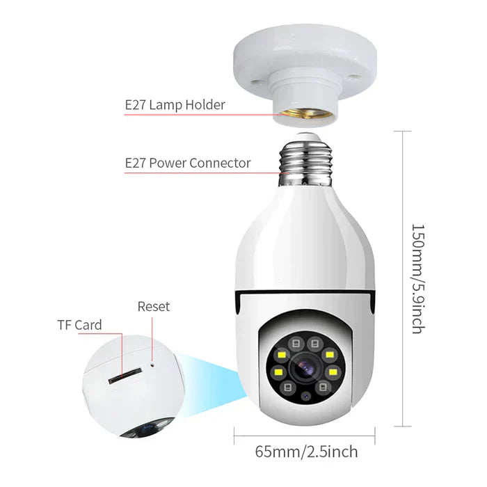 Hanif Traders™ Wireless Bulb Security Camera 360°Rotational View