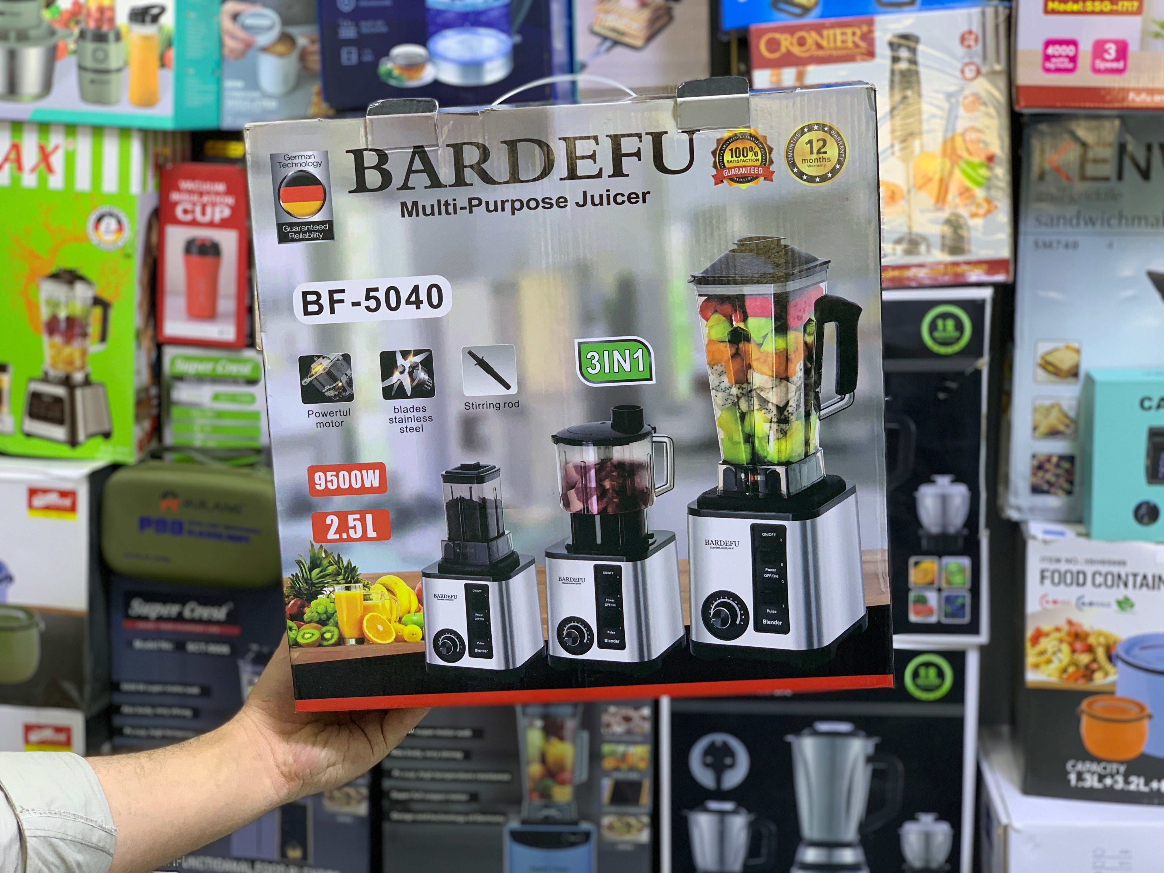 Bardefu 3 in 1 Blender , Chopper and Grinder Model: BF-5040 Copper Motor 9500w and 2.5L