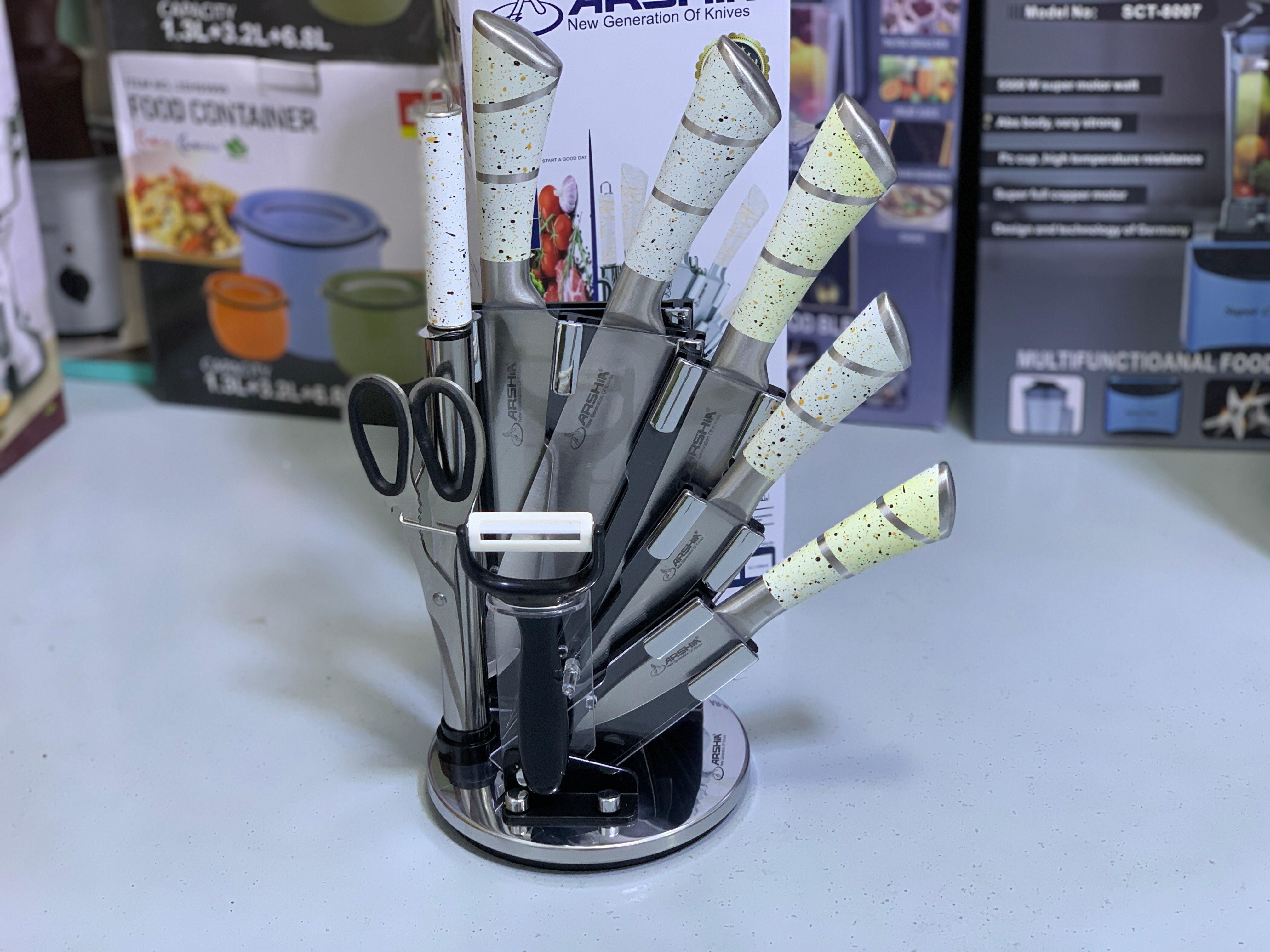 Arshia Knife Set 9 Pieces Stainless Steel