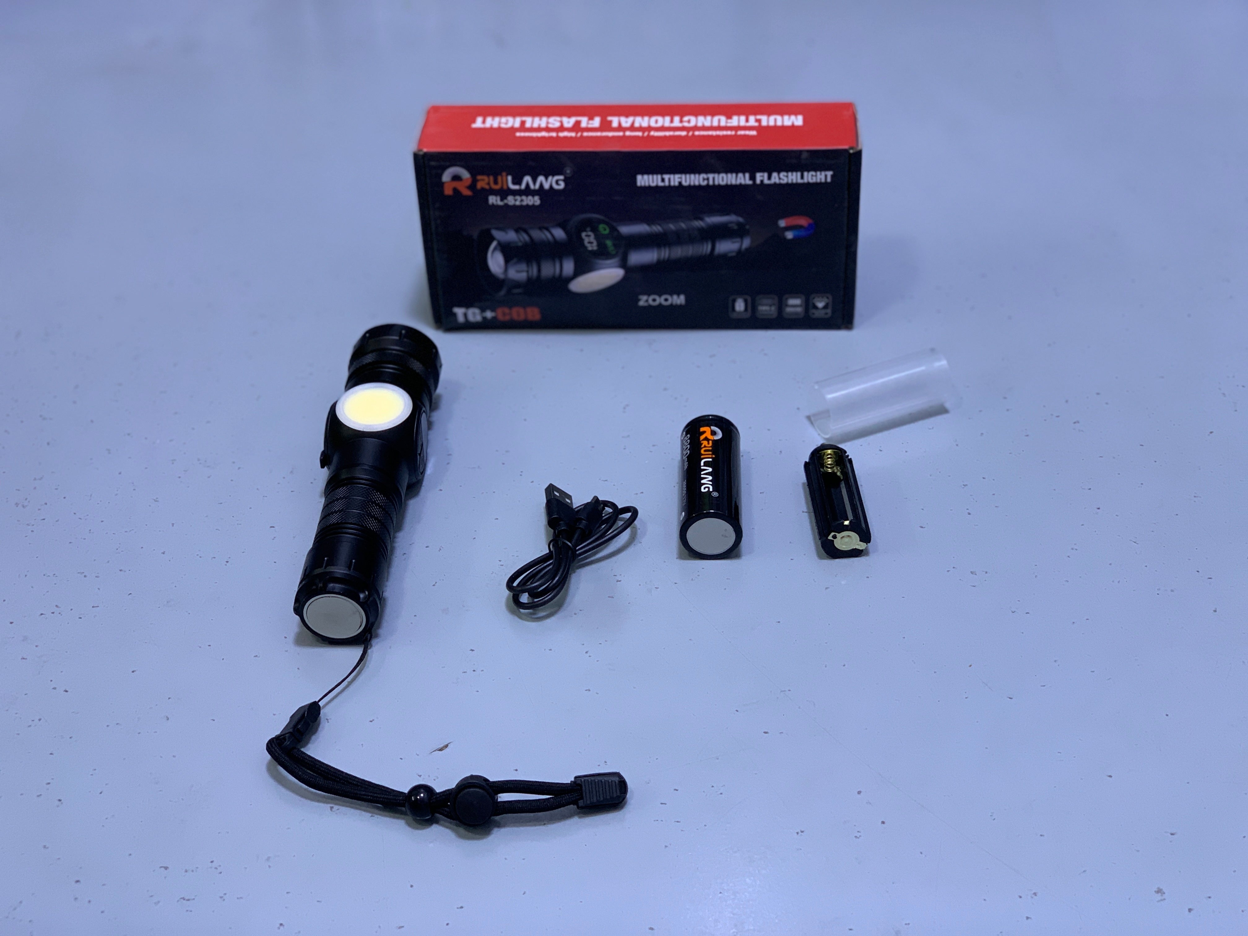 Ruilang TG+COB Multifunctional Flashlight, Outdoor Torch Model: RL-S2305