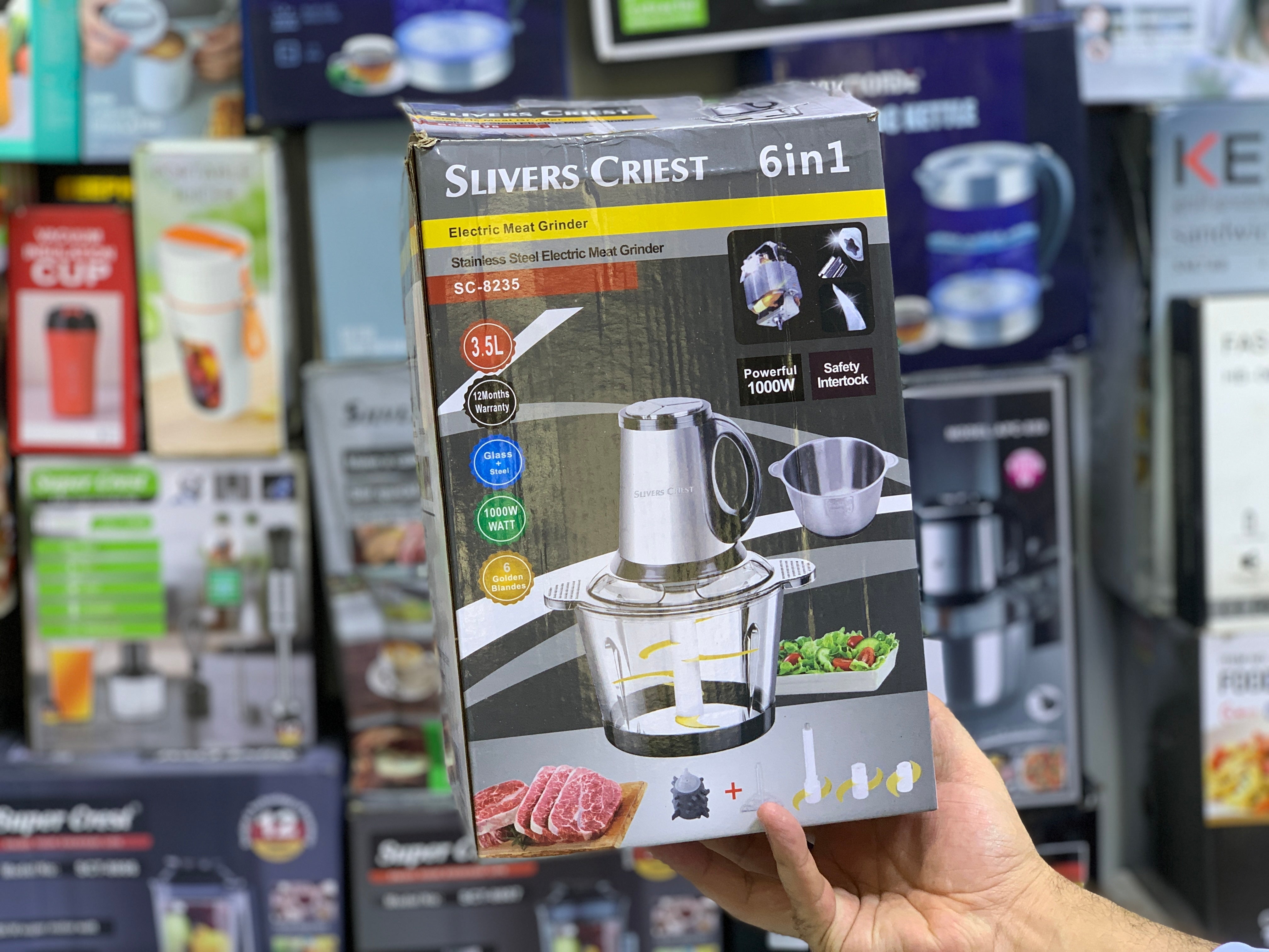 6 in 1 Food Chopper and Garlic Shredder,  double bowls and double blades