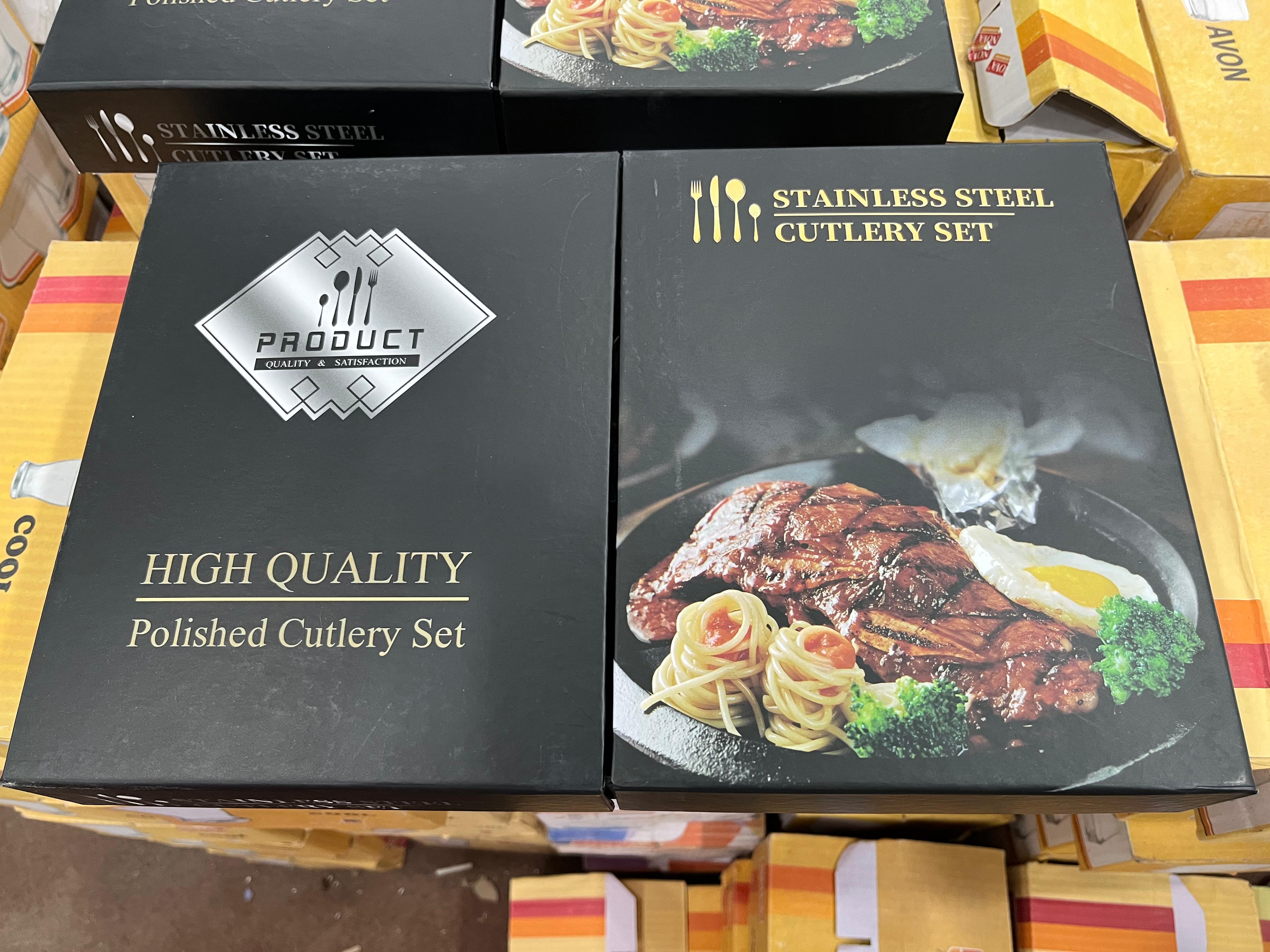 Hanif Traders™ High Quality Polished Cutlery Set Golden and Half Golden Stainless Steel