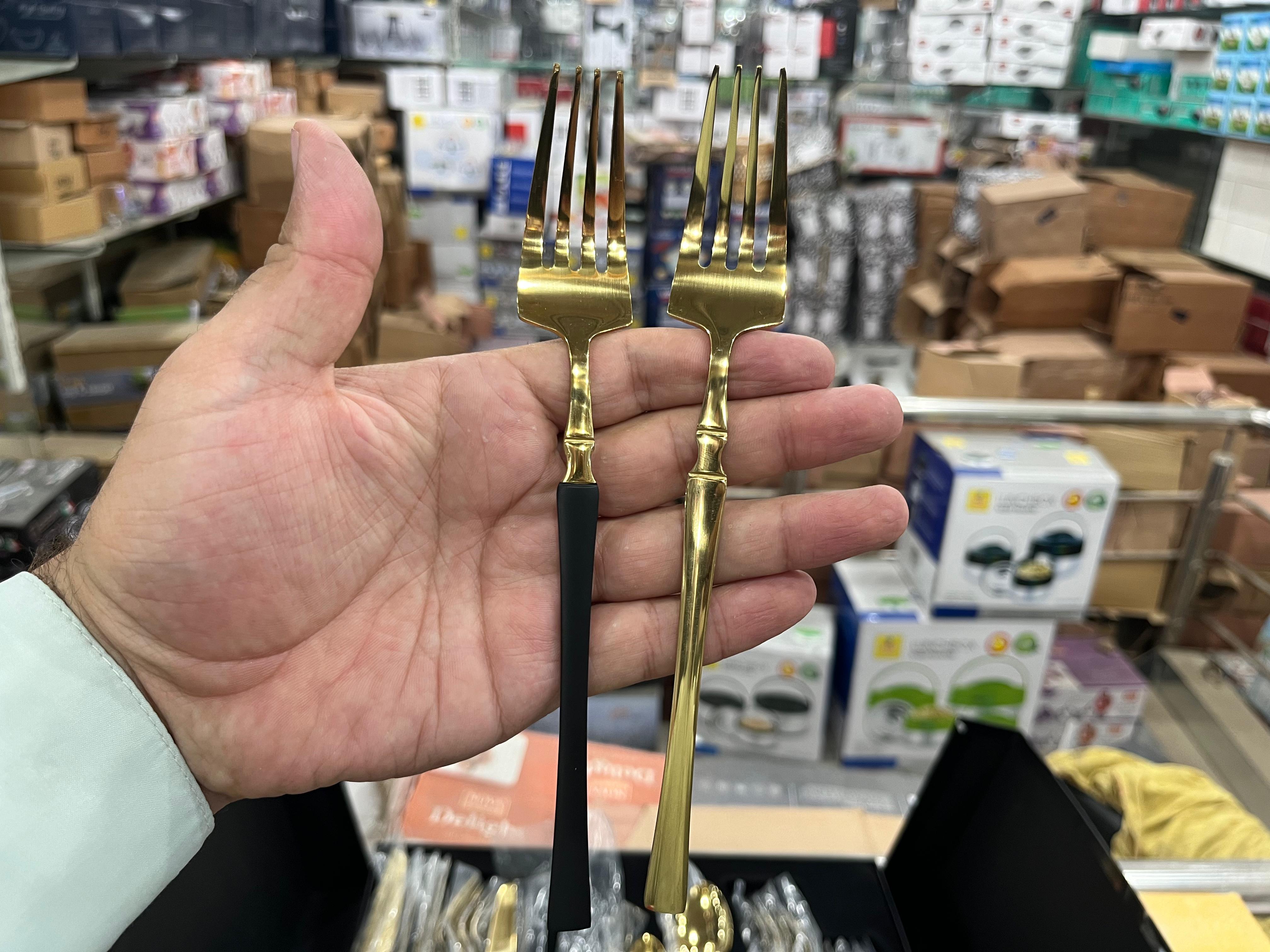 Hanif Traders™ High Quality Polished Cutlery Set Golden and Half Golden Stainless Steel