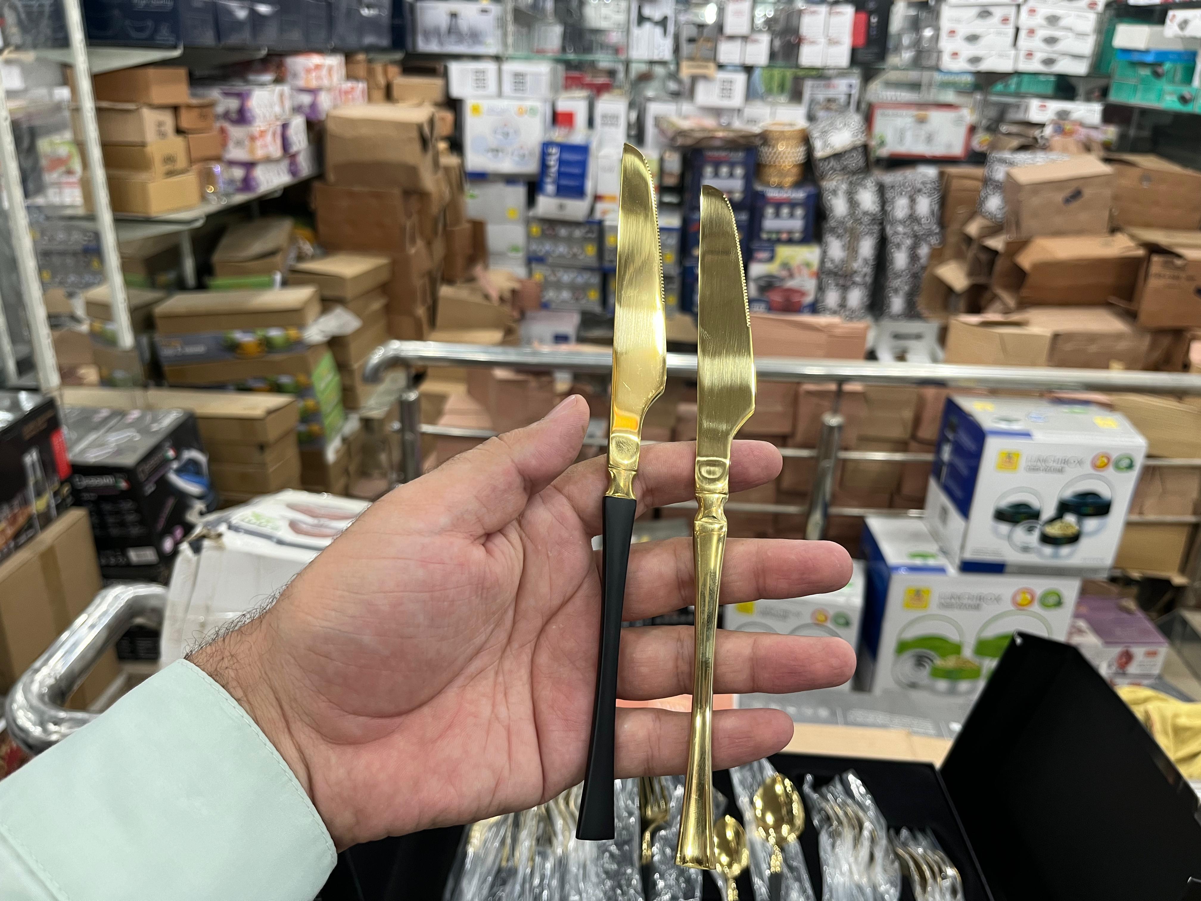 Hanif Traders™ High Quality Polished Cutlery Set Golden and Half Golden Stainless Steel