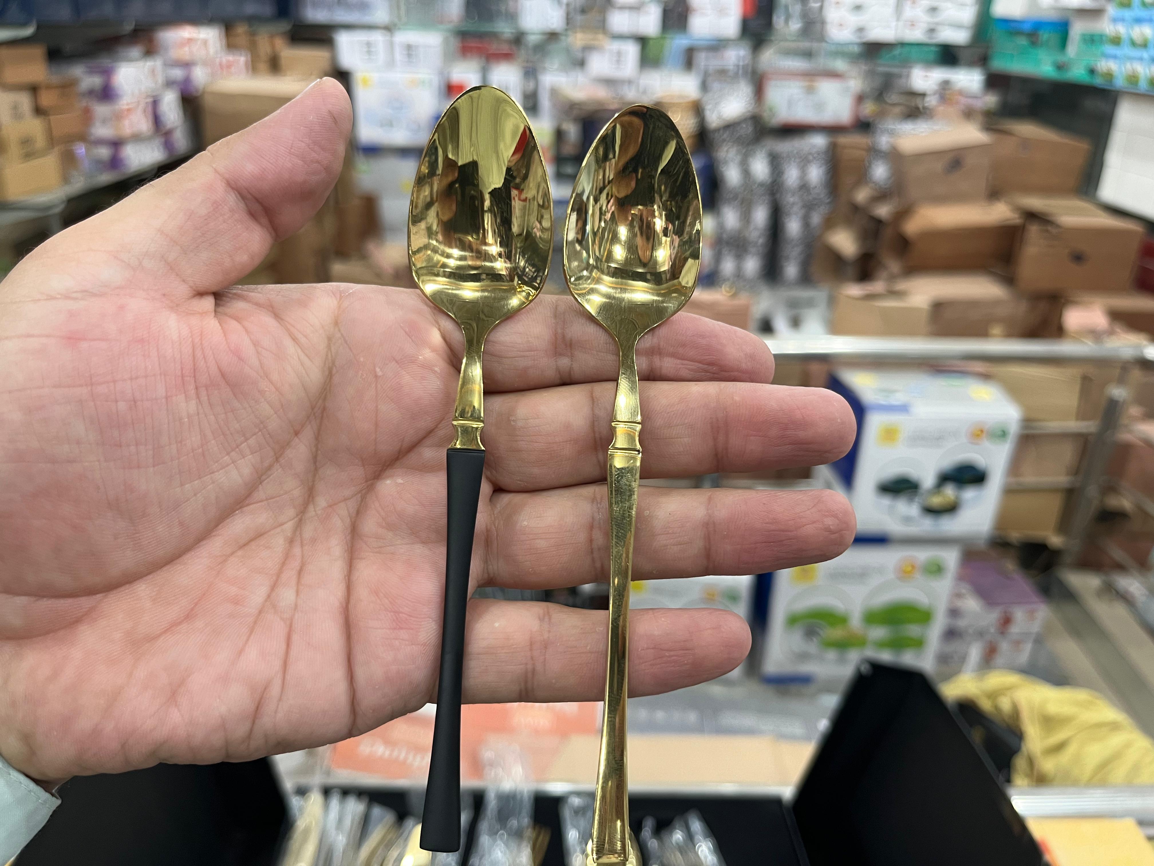 Hanif Traders™ High Quality Polished Cutlery Set Golden and Half Golden Stainless Steel