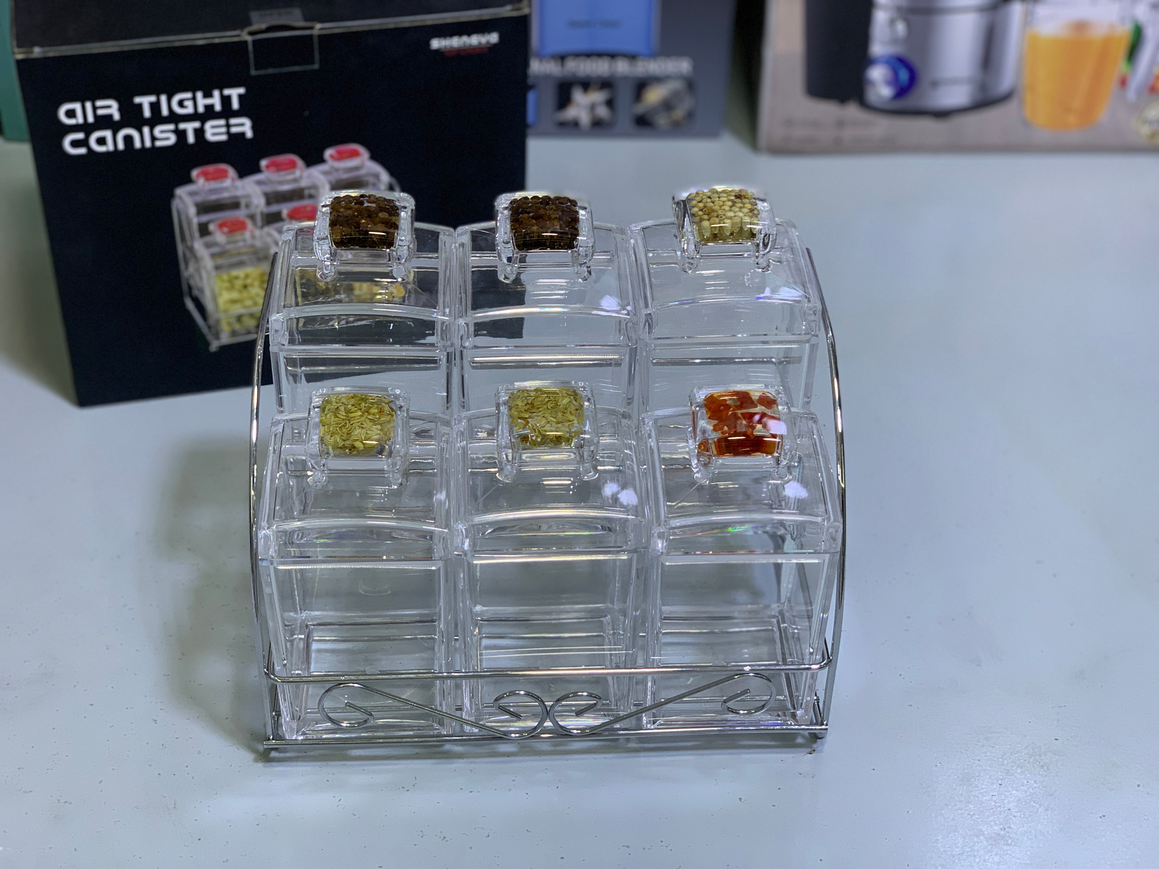 6 Pieces Kitchen Spice Seasoning 🧂 Tanks, Kitchen Storage Organizer, Airtight Storage Jars