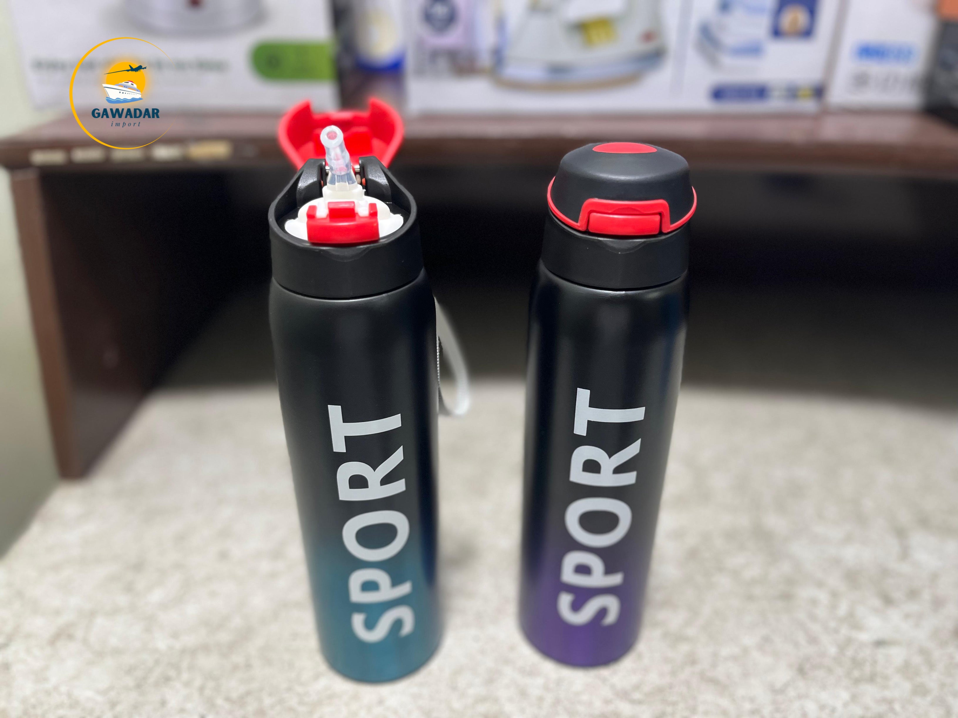 Hanif Traders's SPORT Brand Vacuum Water Bottle 500ml , Stainless Steel Build In Straw