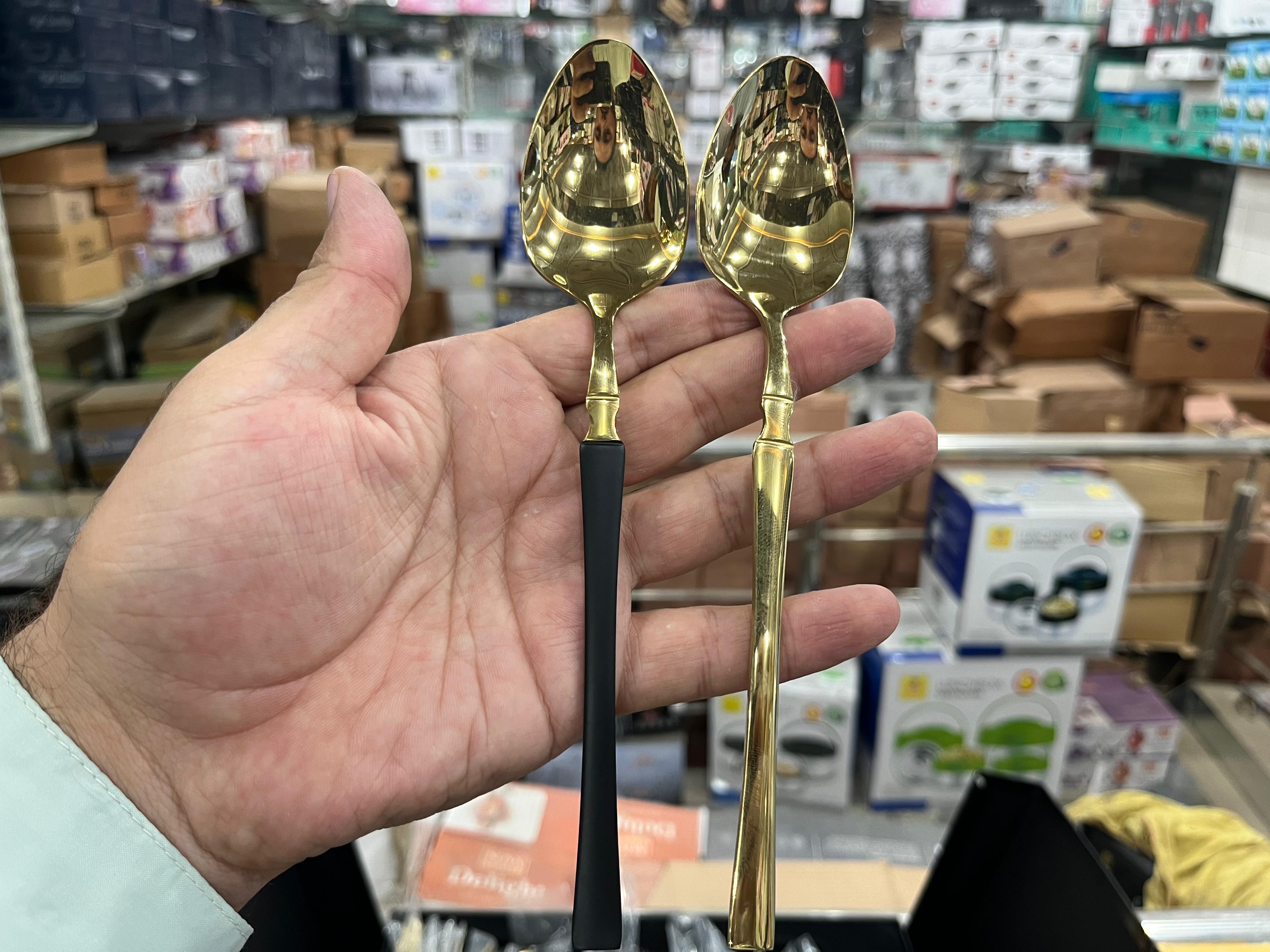 Hanif Traders™ High Quality Polished Cutlery Set Golden and Half Golden Stainless Steel