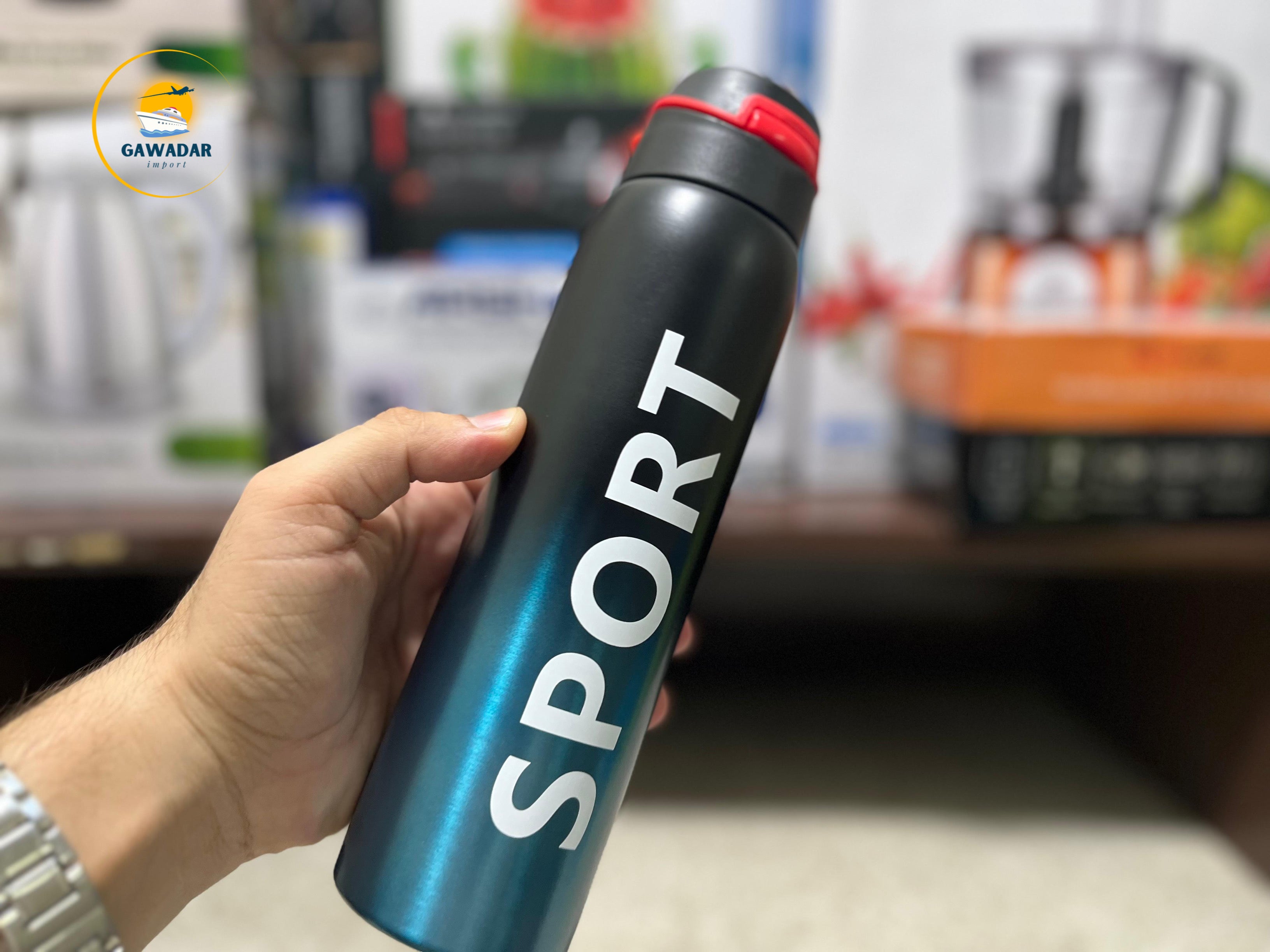 Hanif Traders's SPORT Brand Vacuum Water Bottle 500ml , Stainless Steel Build In Straw