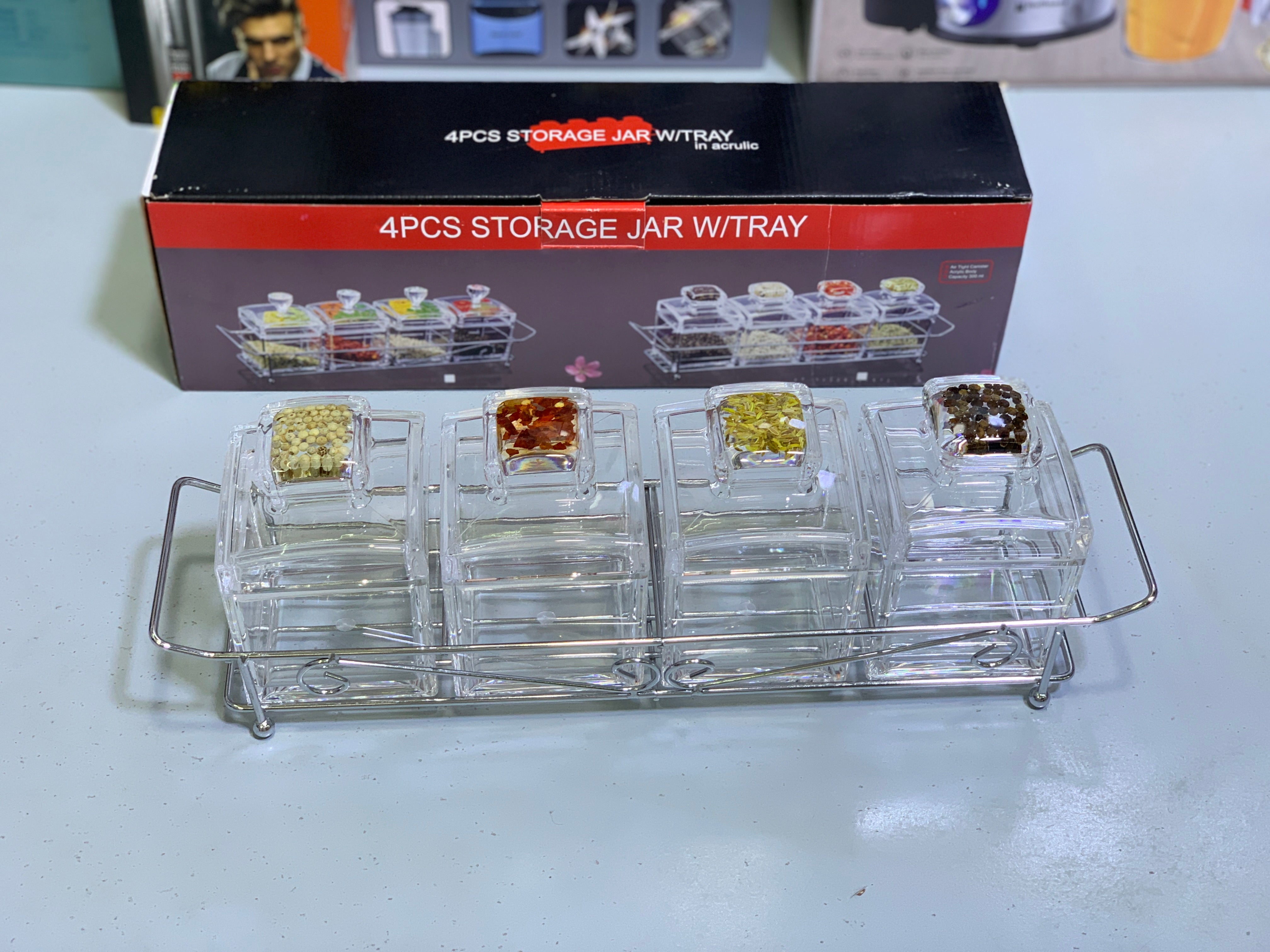 4 Pieces Kitchen Storage Organizer , Spice seasoning 🧂 Tanks , Airtight Kitchen Containers