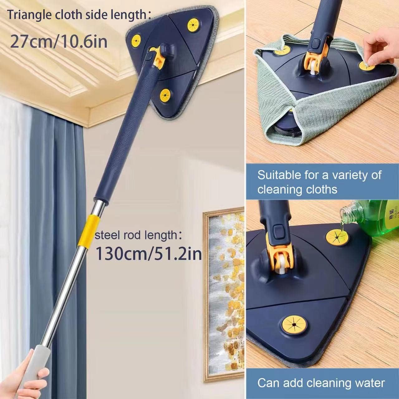 Hanif Traders™ Triangle Mop For Cleaning Floors, Walls, Tales and Solar Panels Trending Product