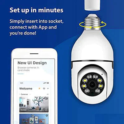 Hanif Traders™ Wireless Bulb Security Camera 360°Rotational View