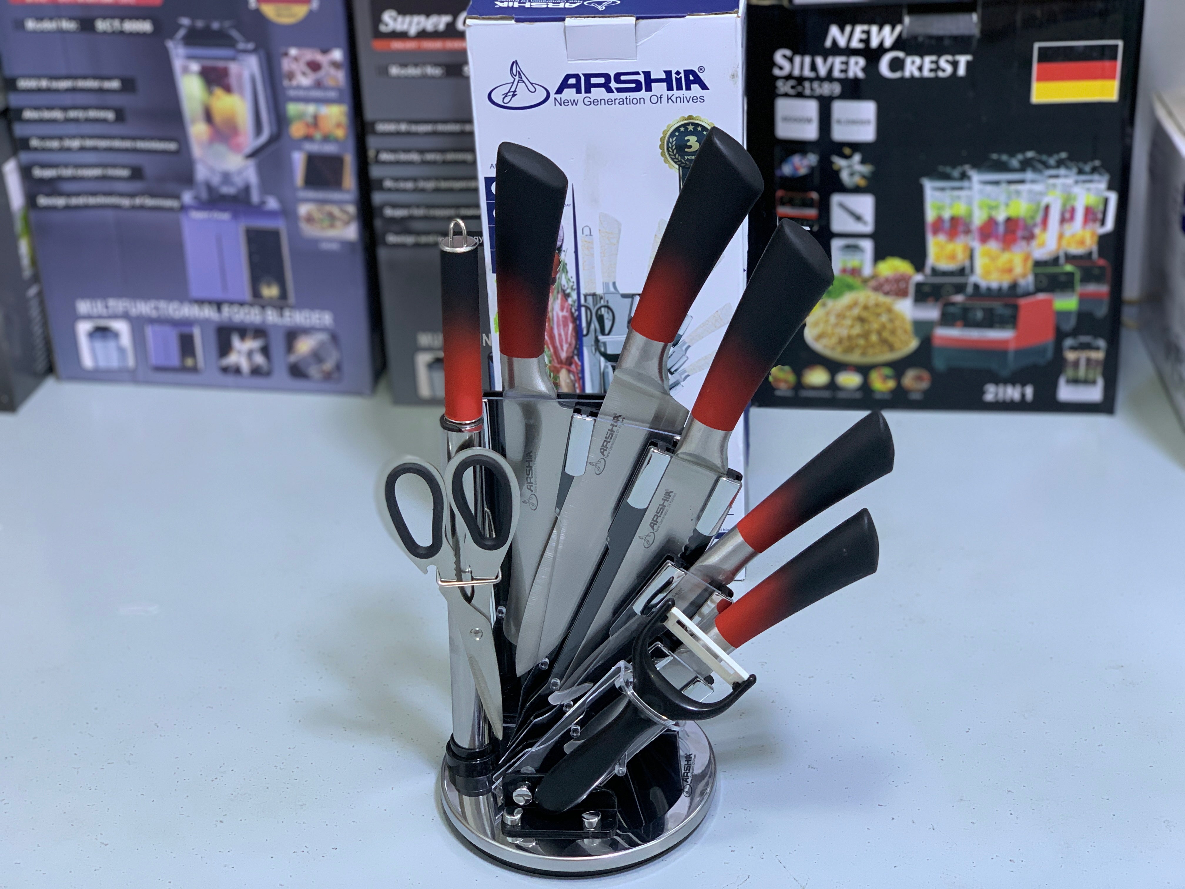 Arshia Knife Set 9 Pieces Stainless Steel