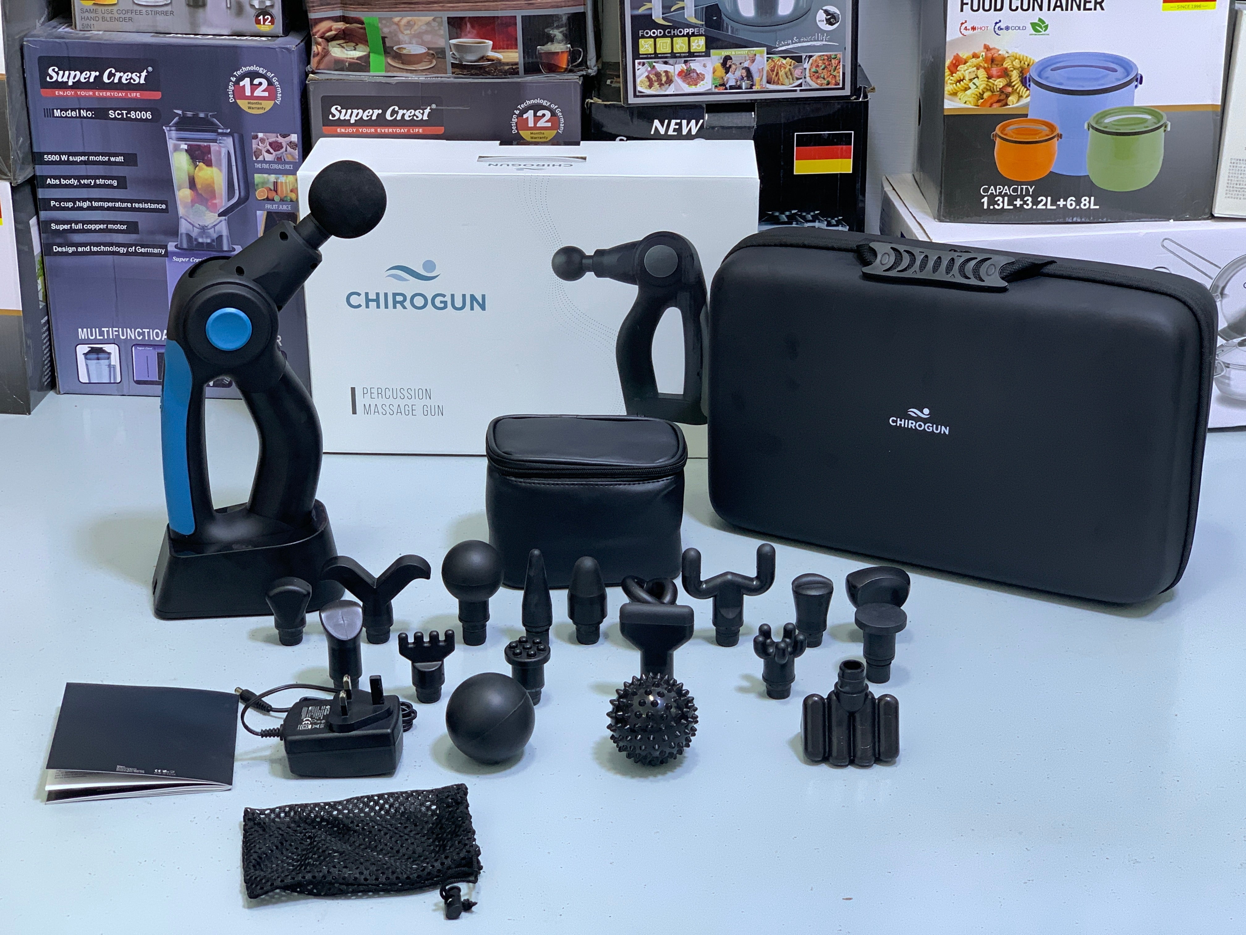 Chirogun percussion Massage Gun 4 Speeds and 17 Massage Heads with Two massage balls