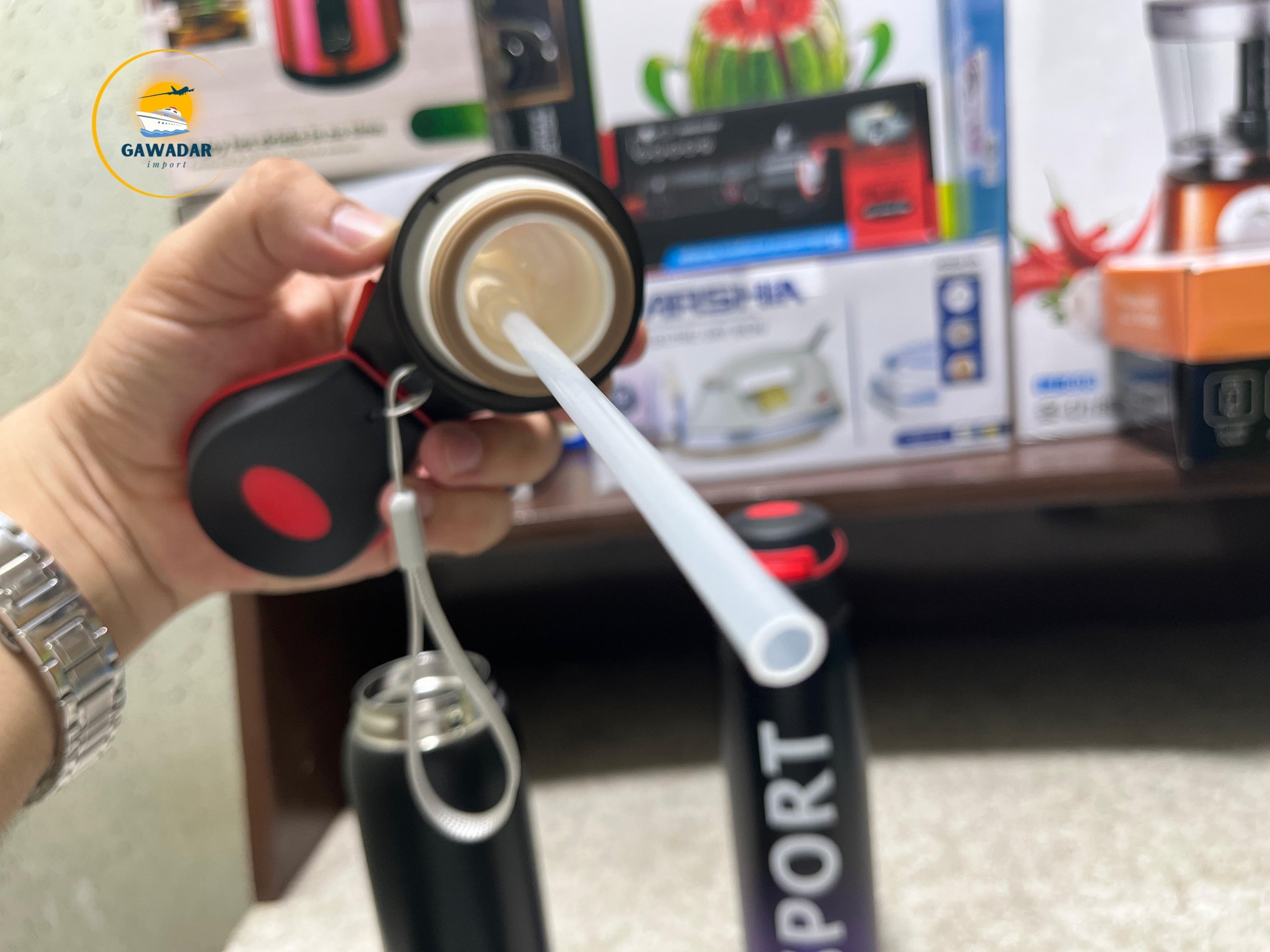 Hanif Traders's SPORT Brand Vacuum Water Bottle 500ml , Stainless Steel Build In Straw