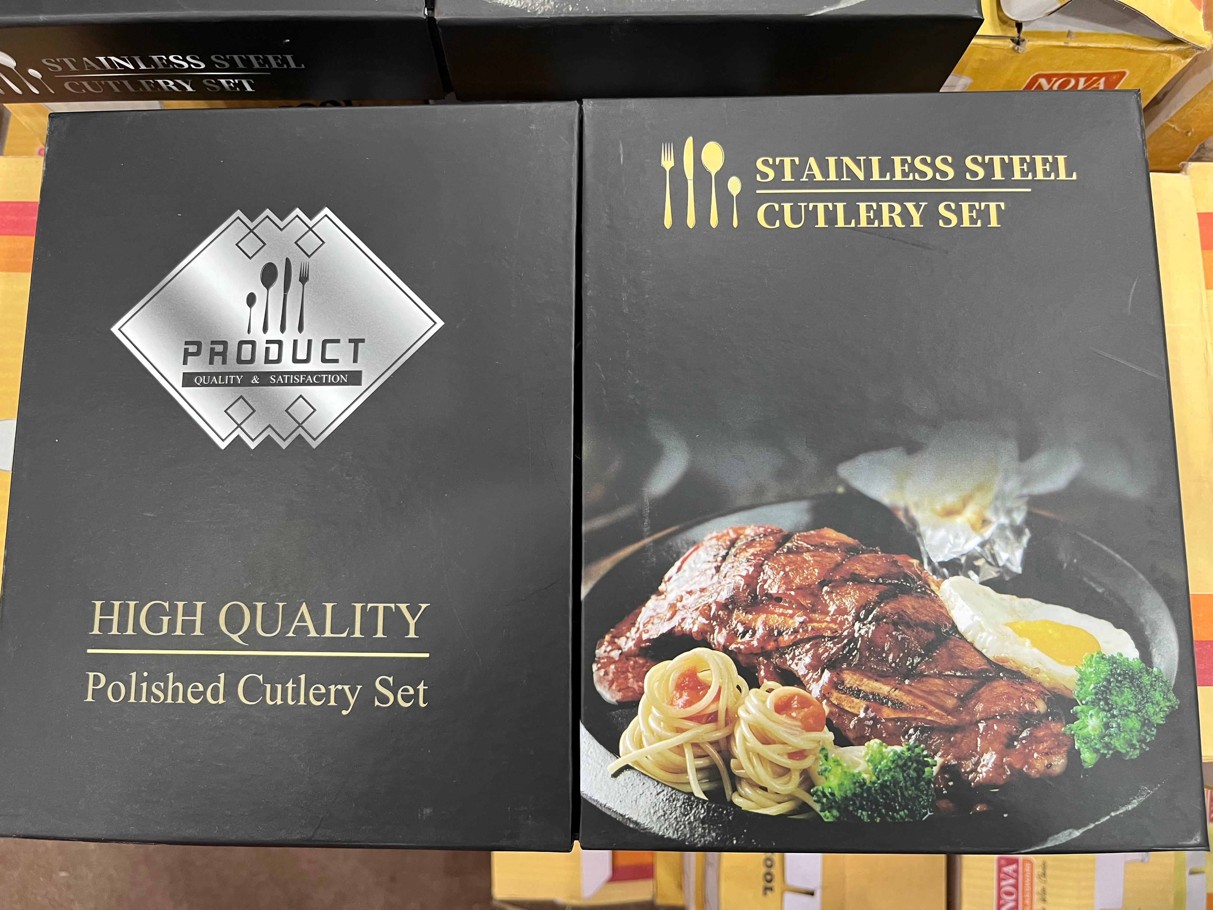 Hanif Traders™ High Quality Polished Cutlery Set Golden and Half Golden Stainless Steel