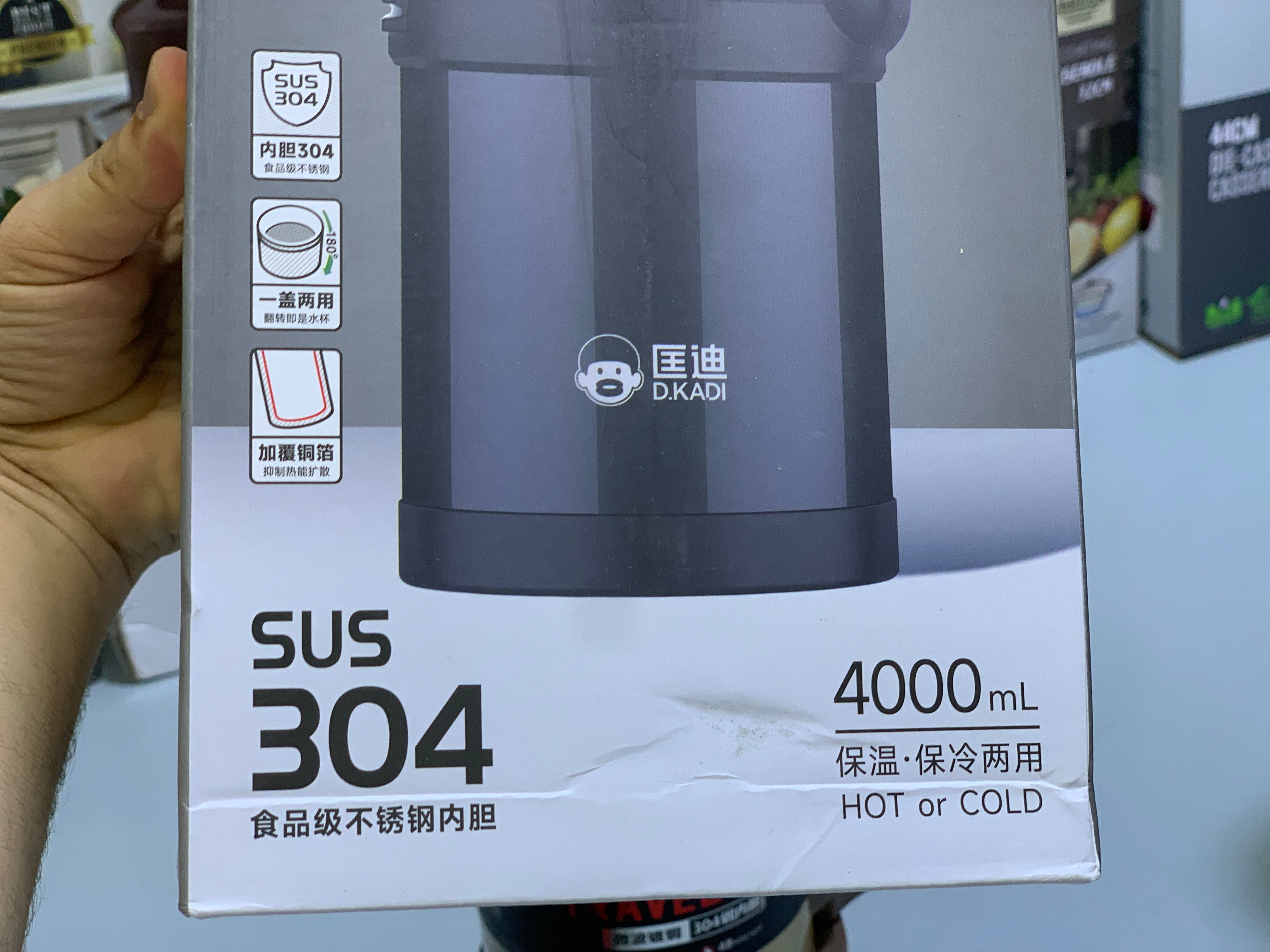 D Kadi Travel Pot Water Bottle 4000ml Stainless Steel SUS 304 Hot and Cool 24 hours