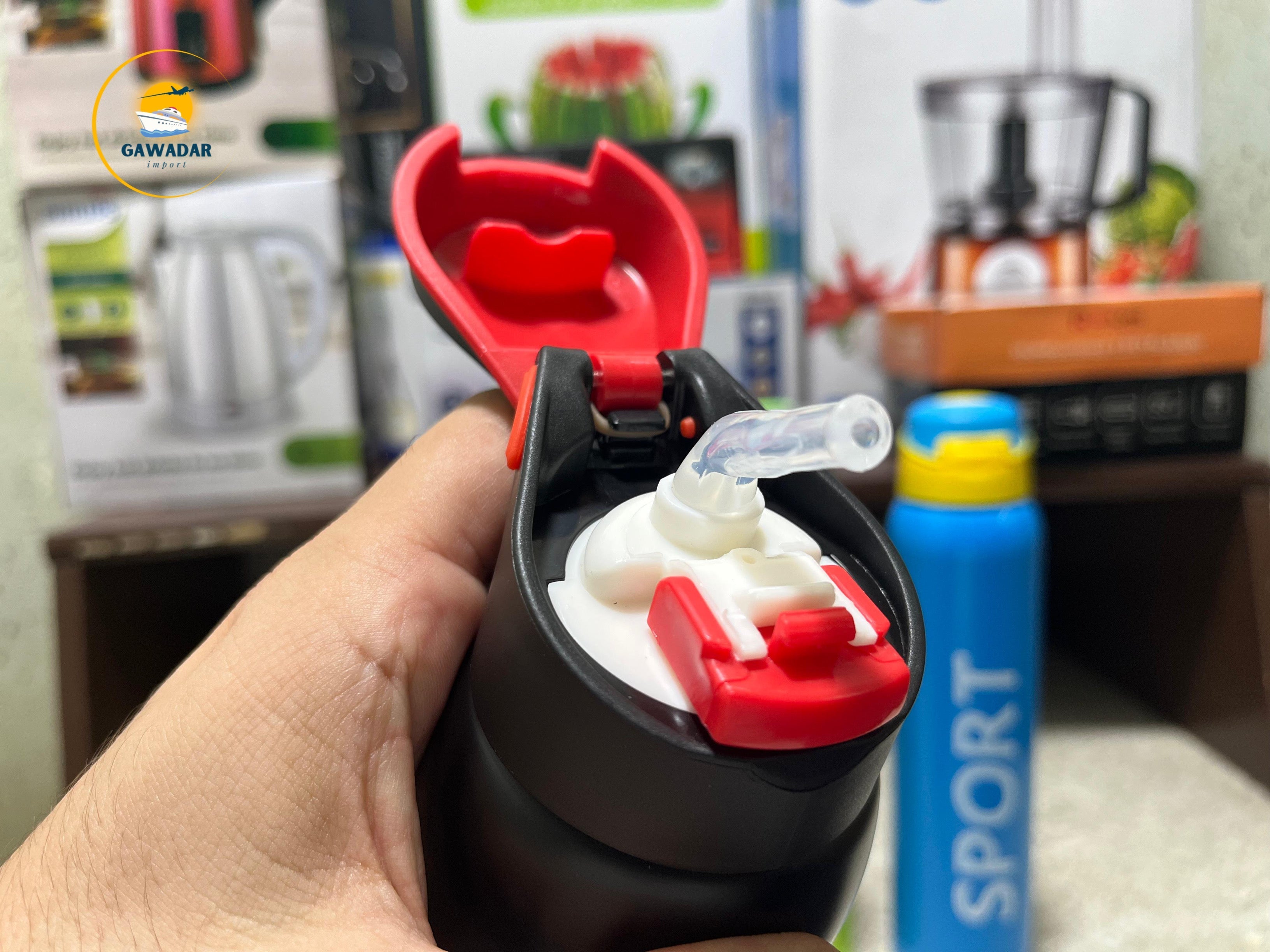 Hanif Traders's SPORT Brand Vacuum Water Bottle 500ml , Stainless Steel Build In Straw