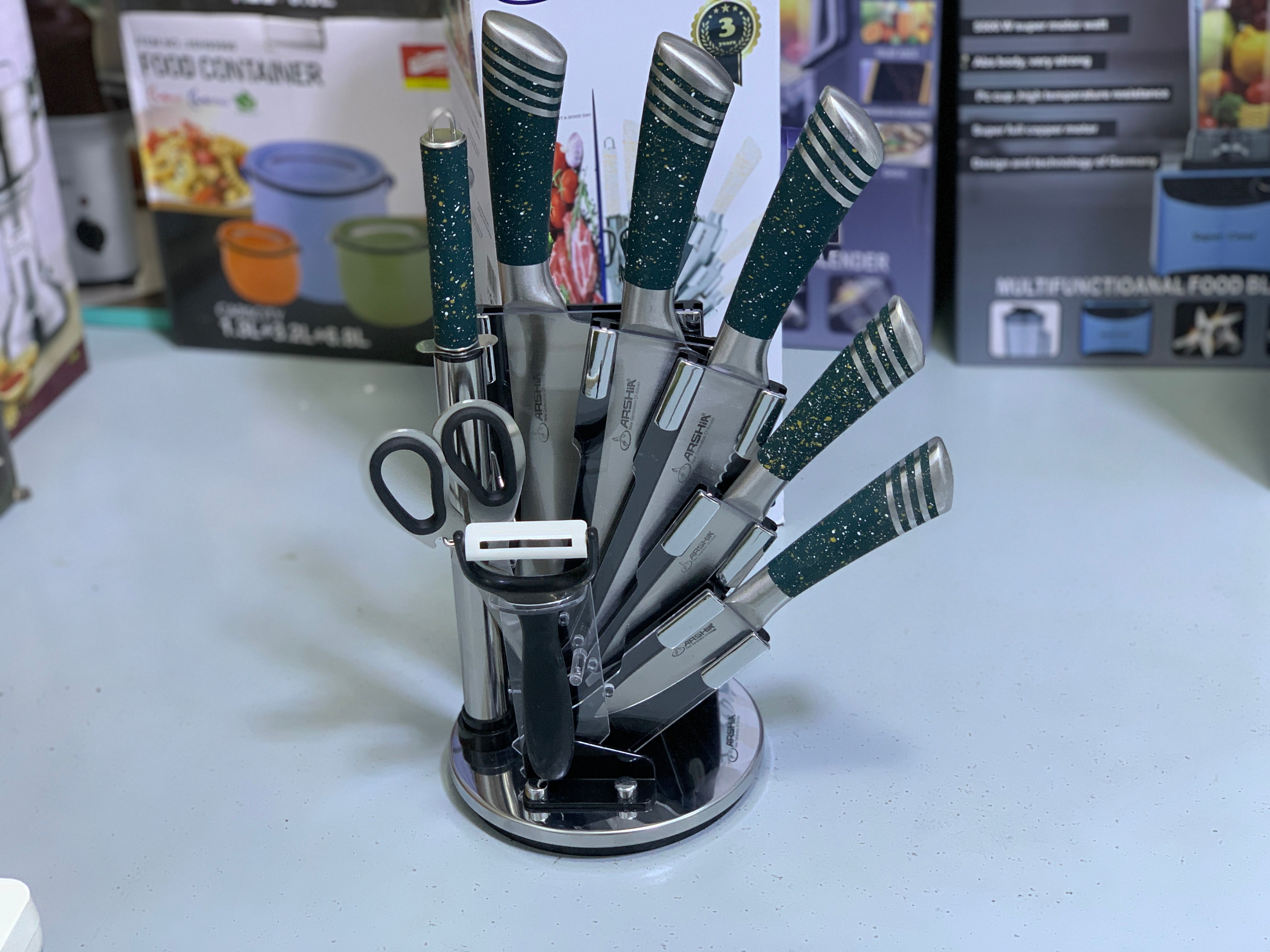 Arshia Knife Set 9 Pieces Stainless Steel