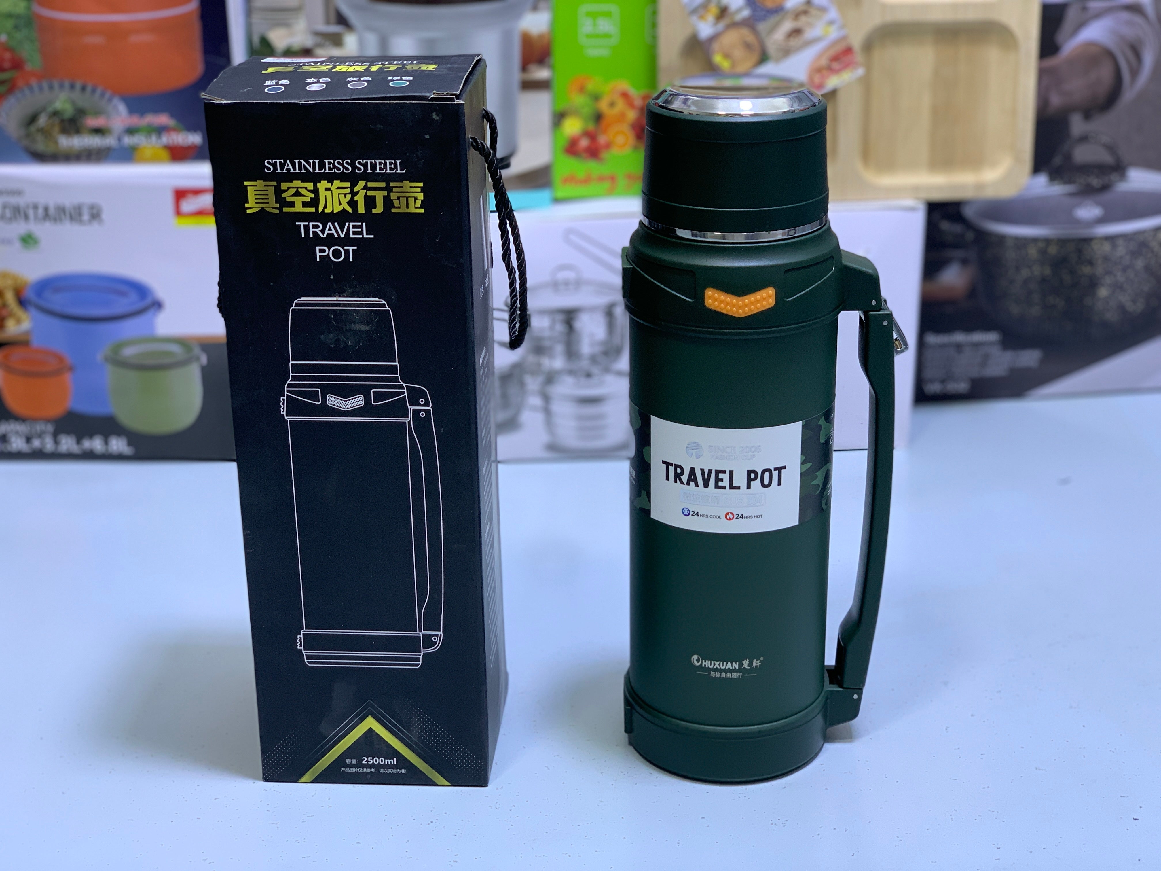 Travel Pot Water Bottle 2500ml and SUS 304 Stainless Steel Hot and Cool 24 Hours