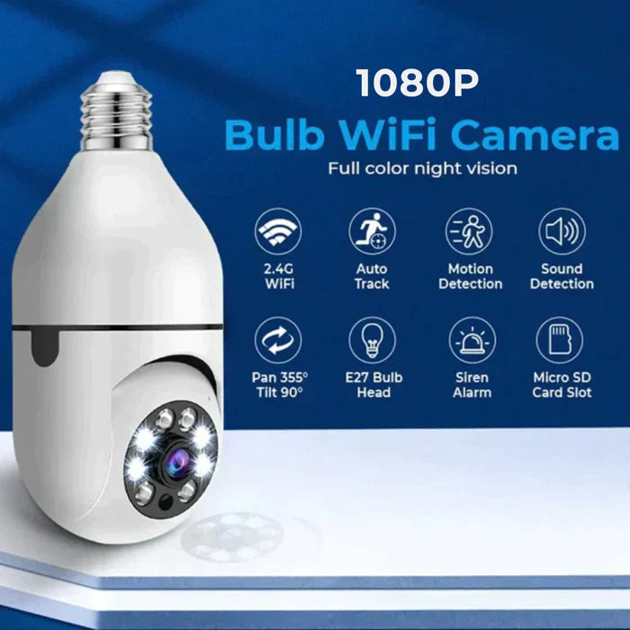 Hanif Traders™ Wireless Bulb Security Camera 360°Rotational View