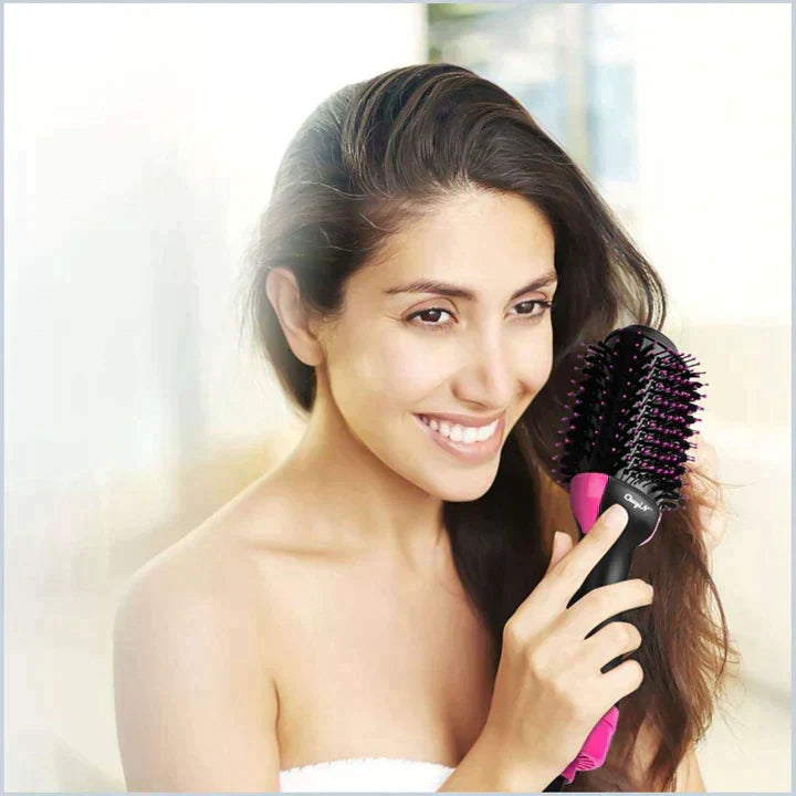 Hanif Traders™ 3-In-1 Electric One Step Hair Straightening Brush One Step Hot Air Brush Dryer + Styler