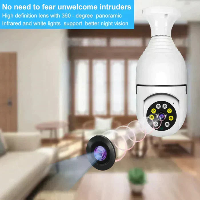 Hanif Traders™ Wireless Bulb Security Camera 360°Rotational View