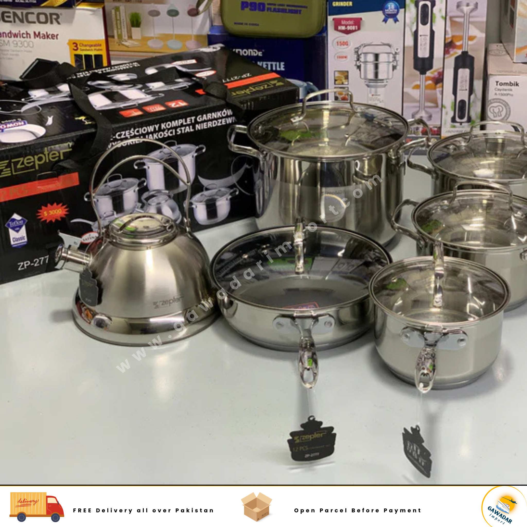 Zepter Brand 12 Pieces Cookware Set Stainless Steel