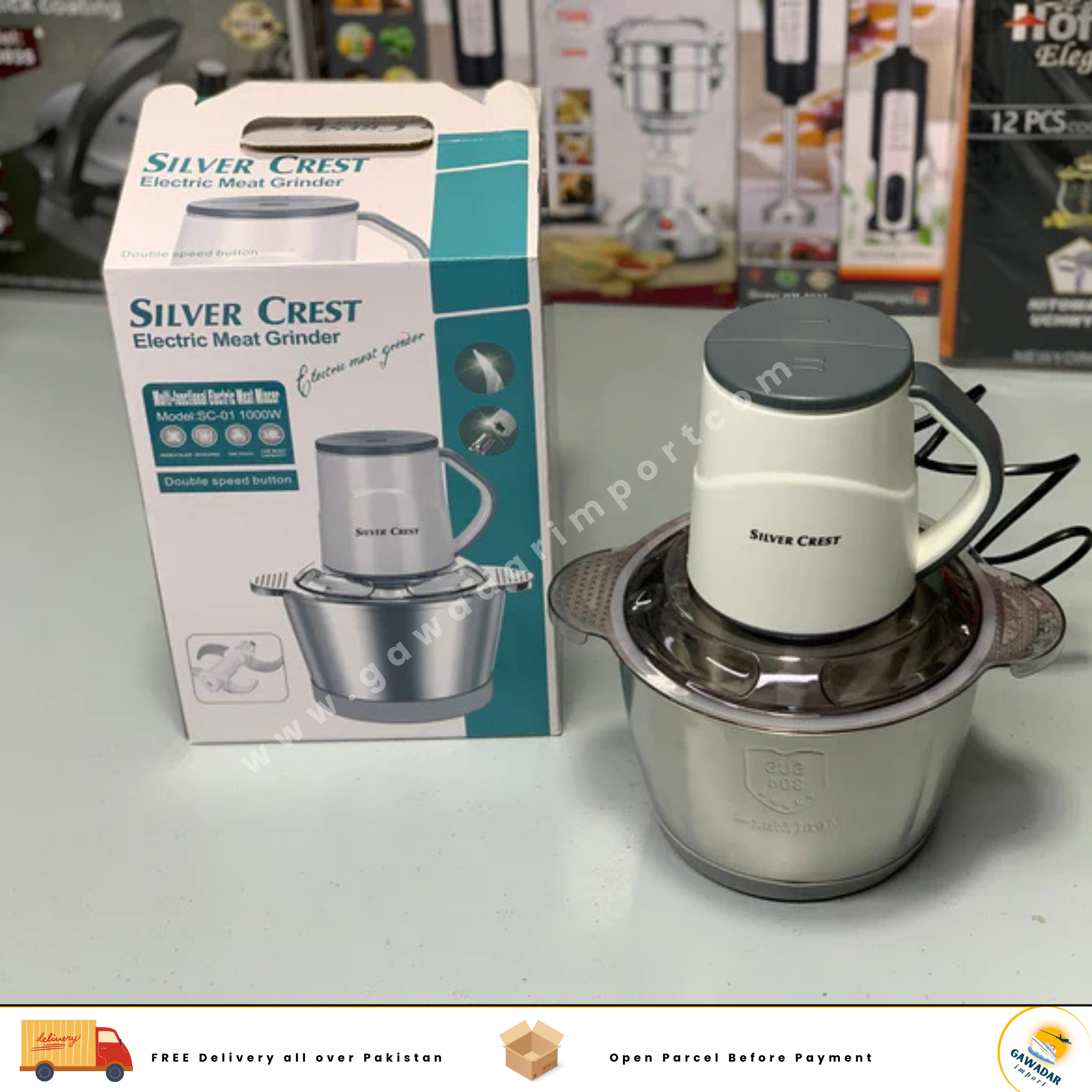 SILVER CREST  White Chopper 3L Stainless Steel Bowl