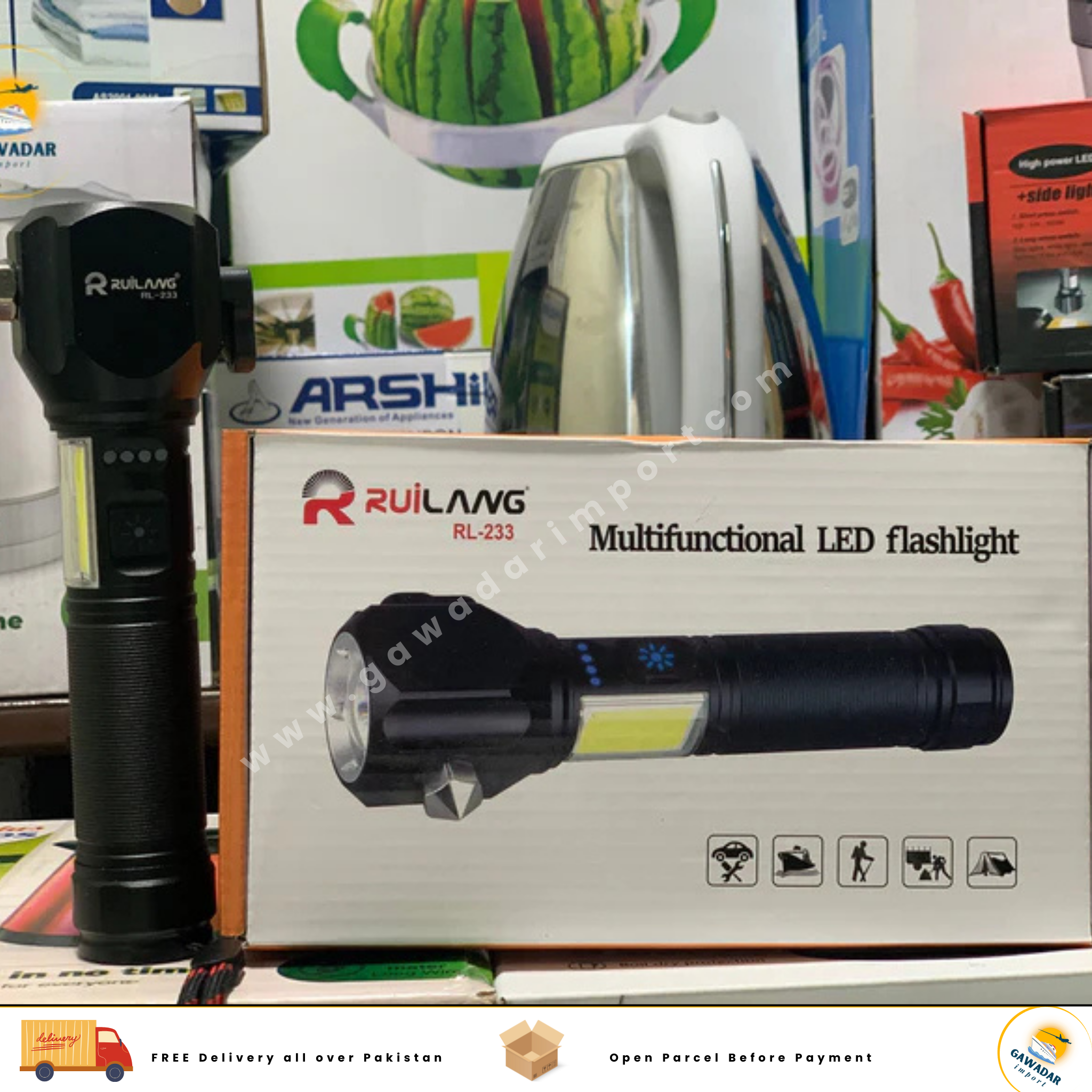 Hanif Traders's Rawilang RL-233 LED Bright Light Torch 1KM Range