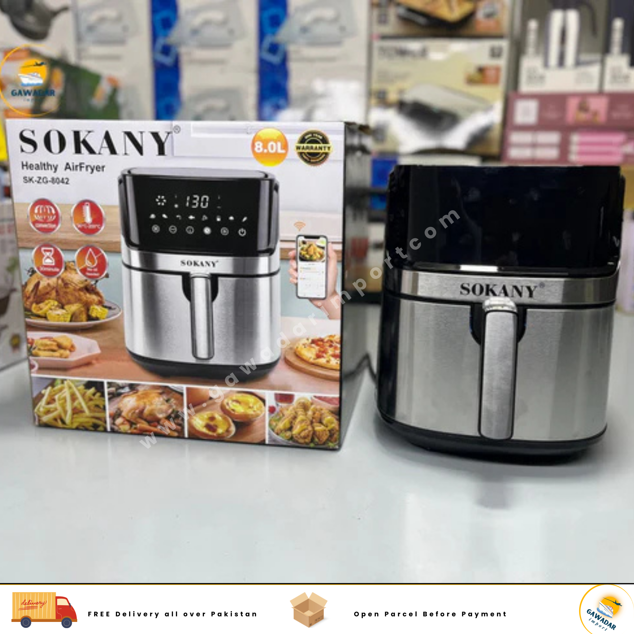 Imported Air Fryer Of SOKANY Brand - 1700 watt Power, 8 liters Capacity