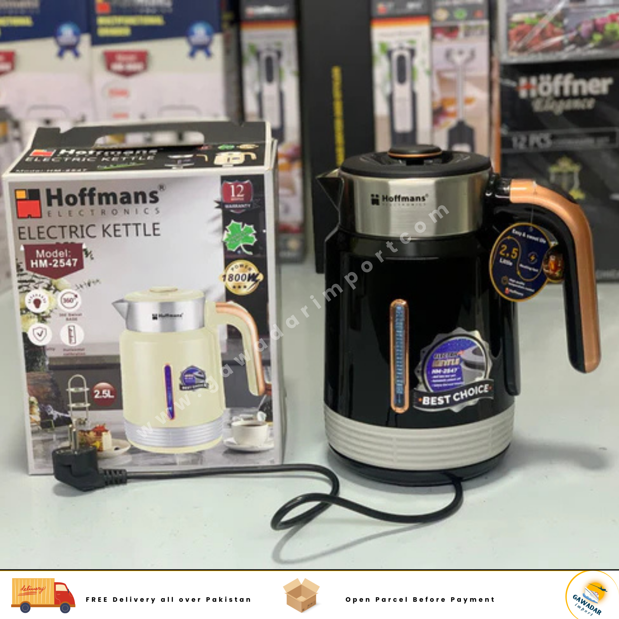 Hoffmans Electronics Electric Tea Kettle with LED Light Indicator 2.5L