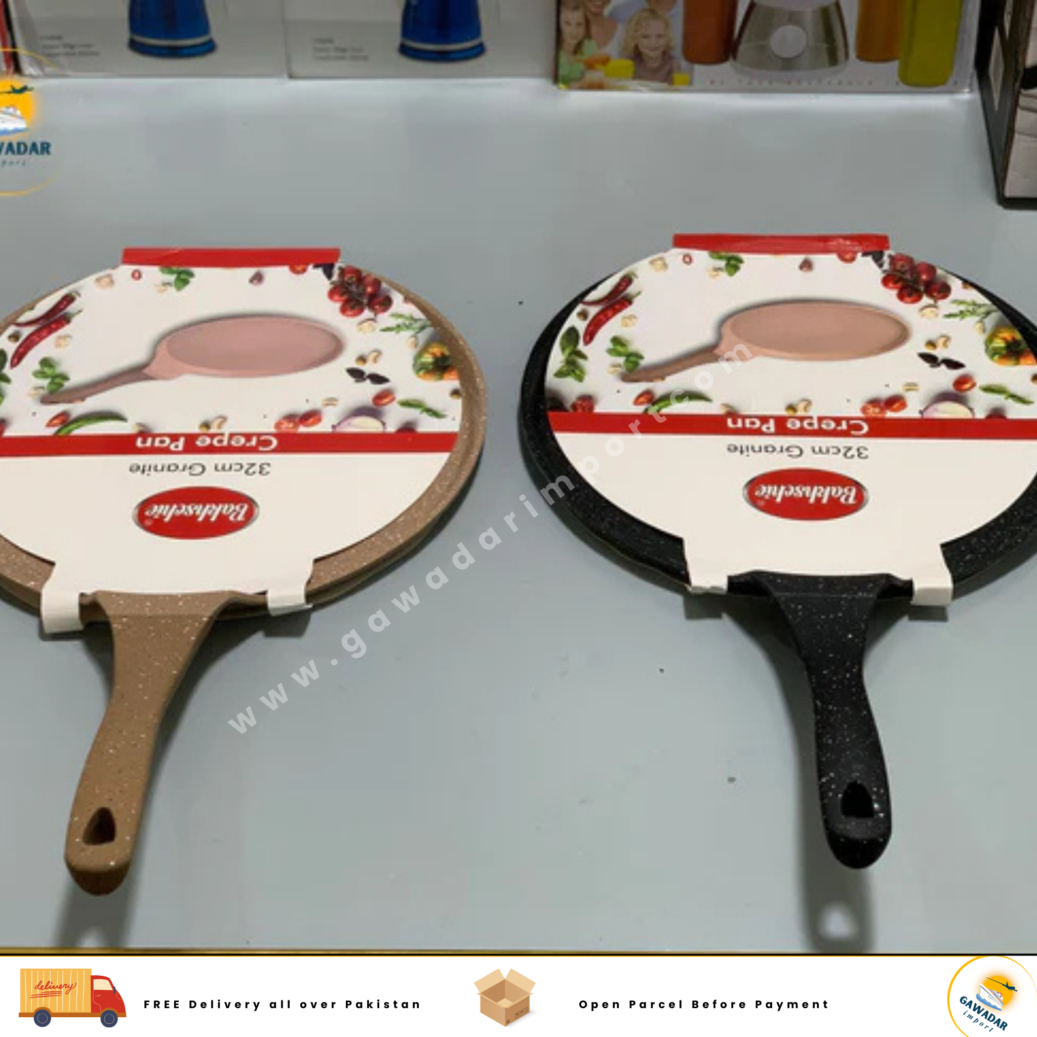 Bakhschie Brand Pure Granite non-stick Tawa of 32cm Black Color