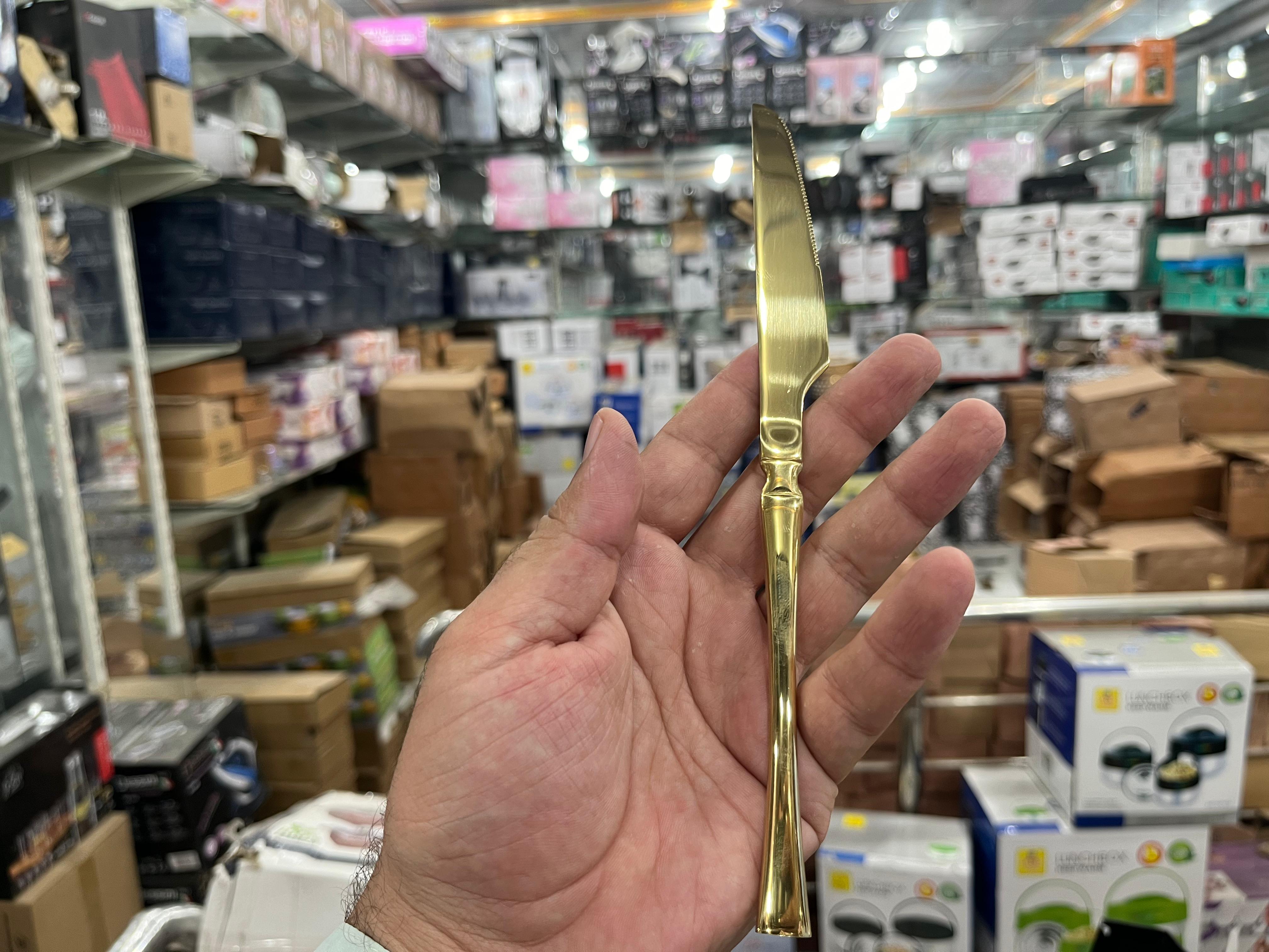 Hanif Traders™ High Quality Polished Cutlery Set Golden and Half Golden Stainless Steel