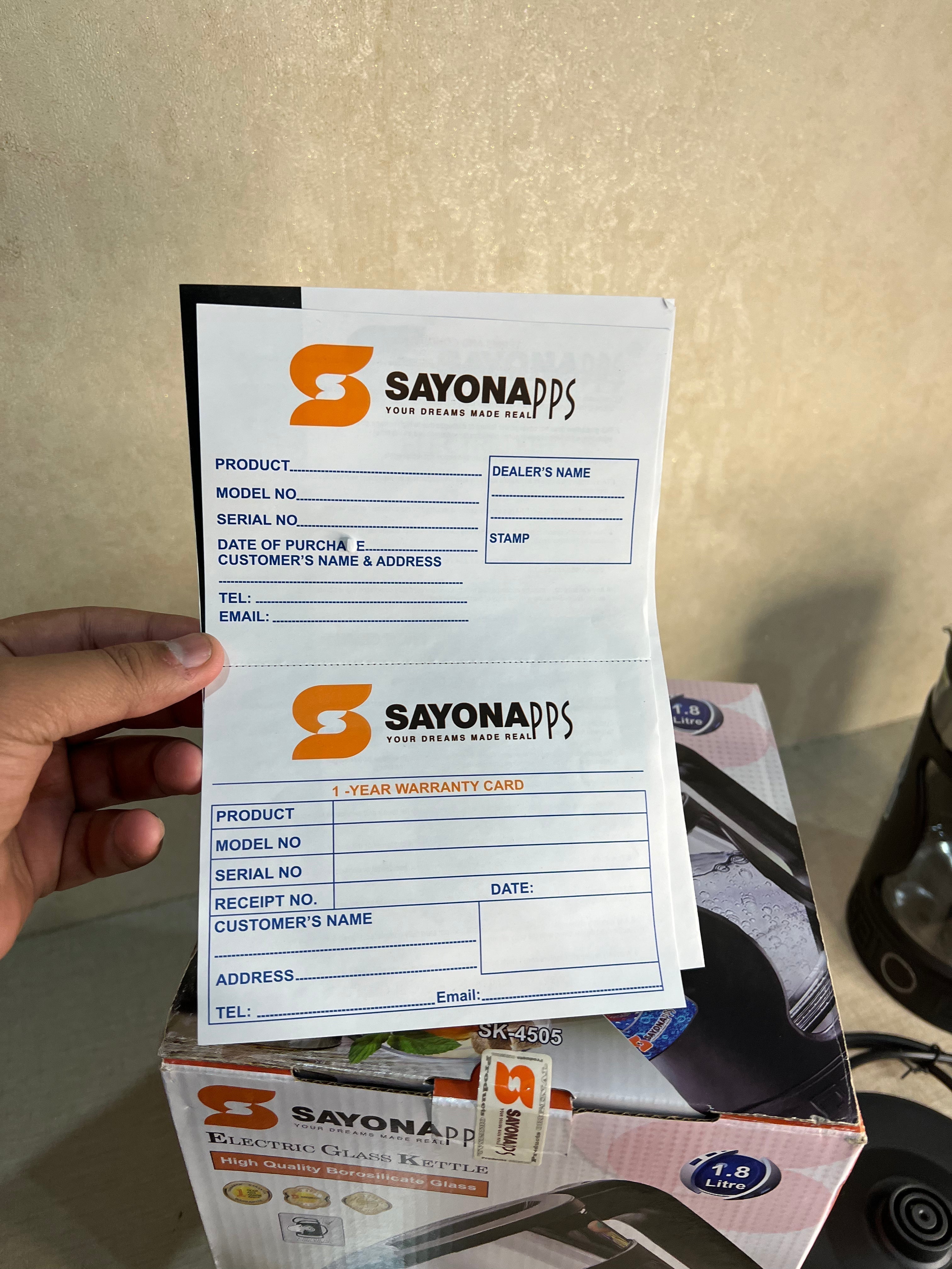 Hanif Traders™ SAYONA 1.8L GLASS ELECTRIC KETTLE